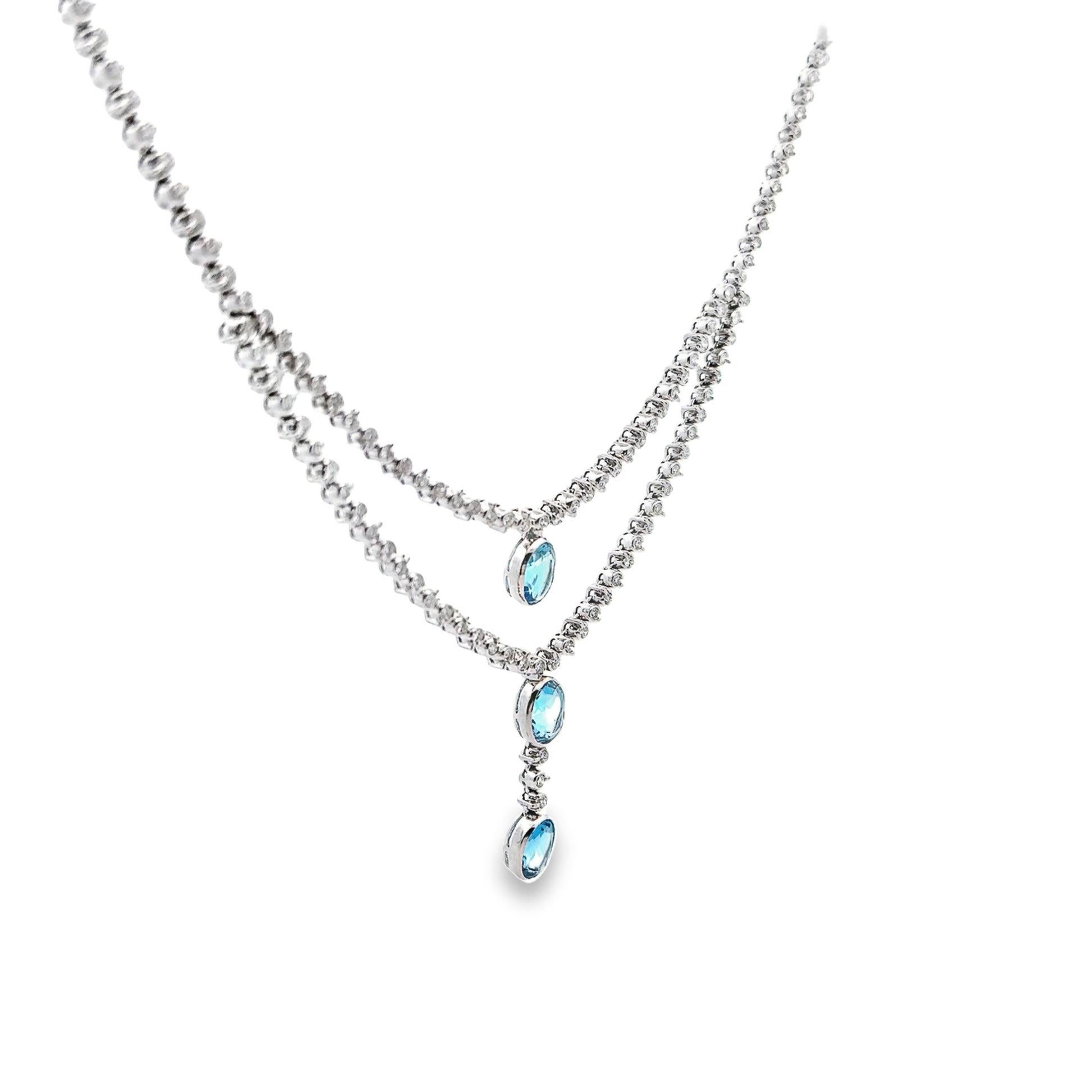Mixed Cut Swiss Topaz Diamond Gold Double-Layer Necklace For Sale