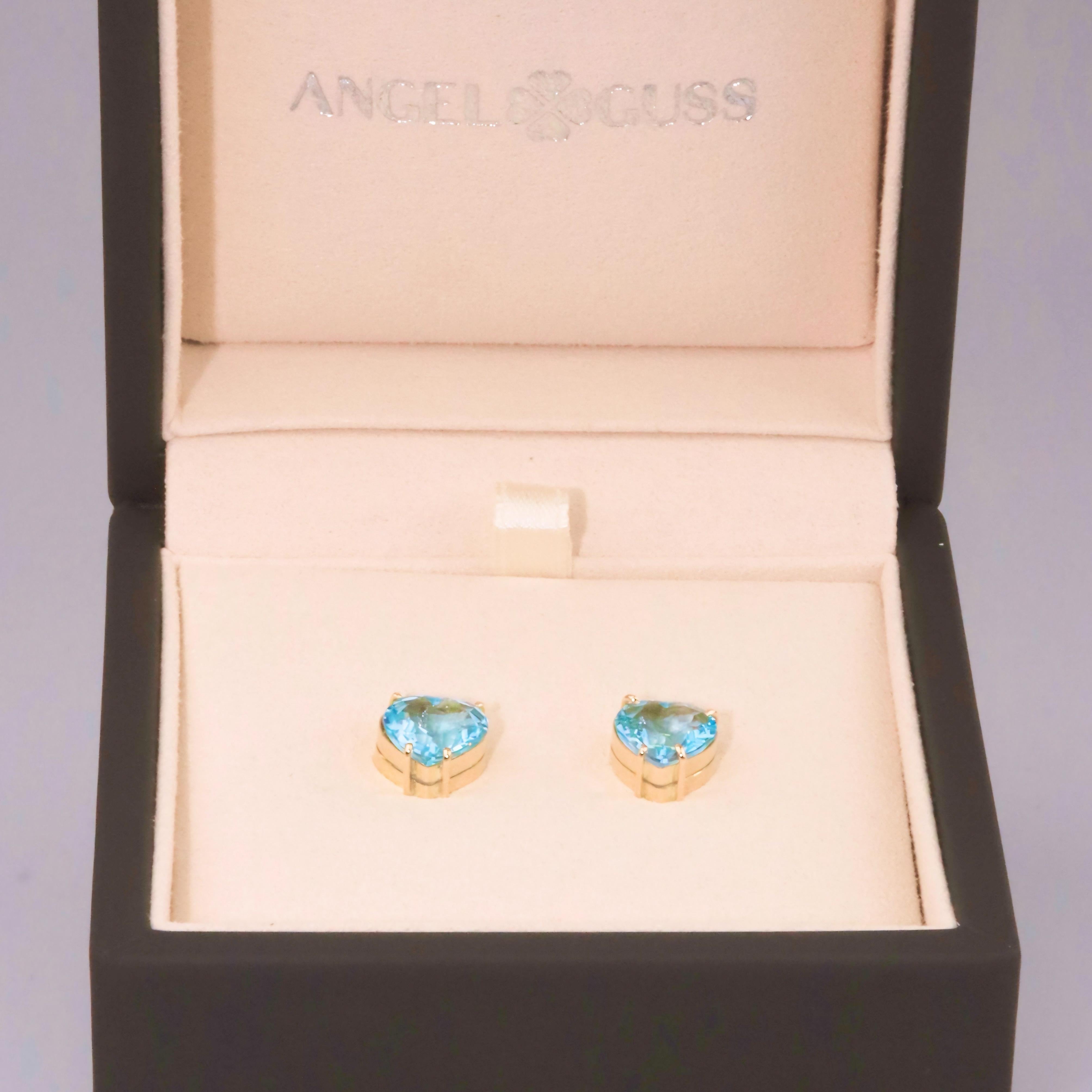 blue topaz heart earrings