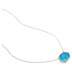 Swiss Topaz Necklace - 18K Solid White Gold
