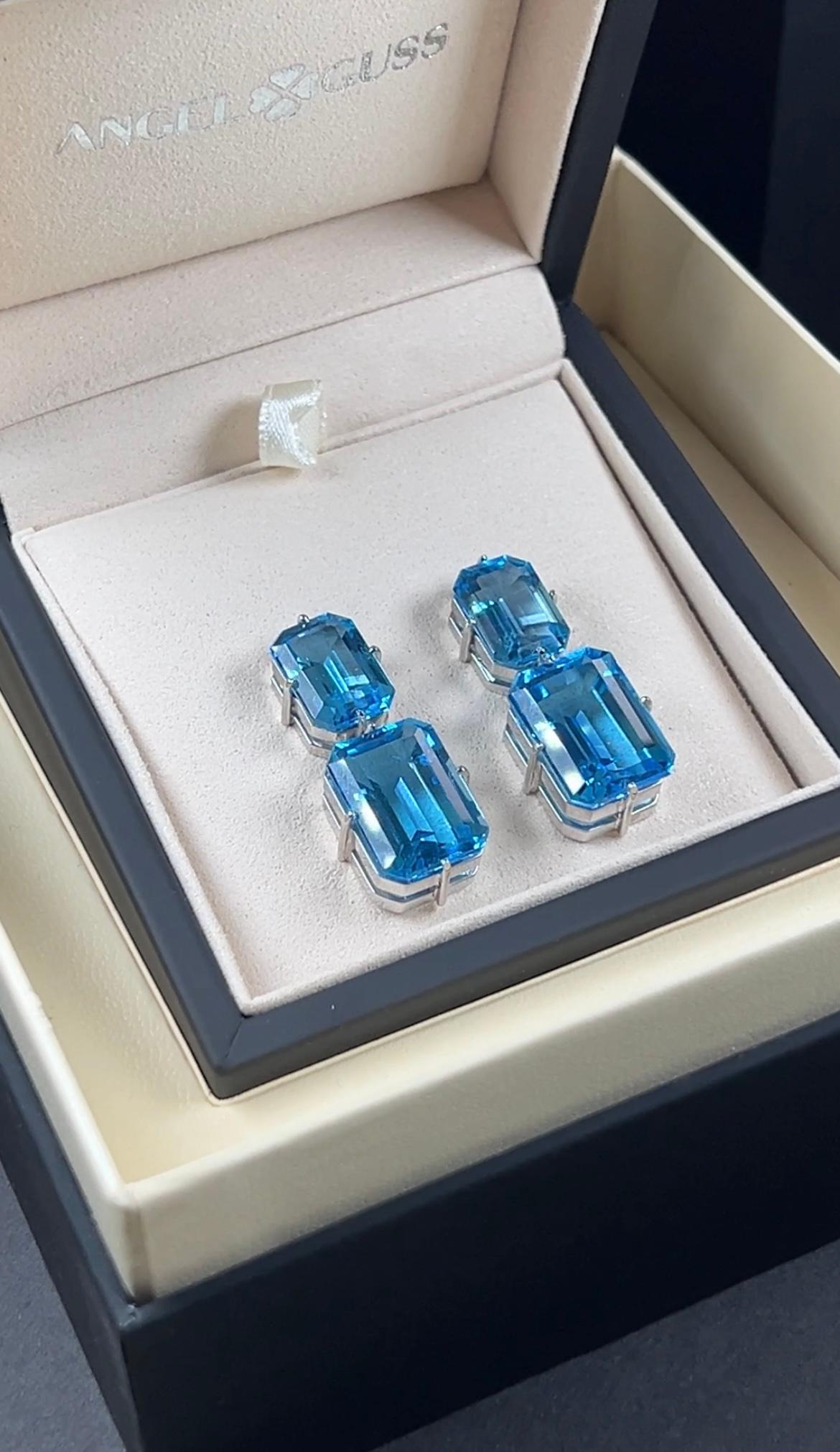 Swiss Topaz Pendant  Earrings - 18K Solid Gold In New Condition For Sale In Markham, CA