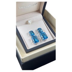 Swiss Topaz Pendant  Earrings - 18K Solid Gold