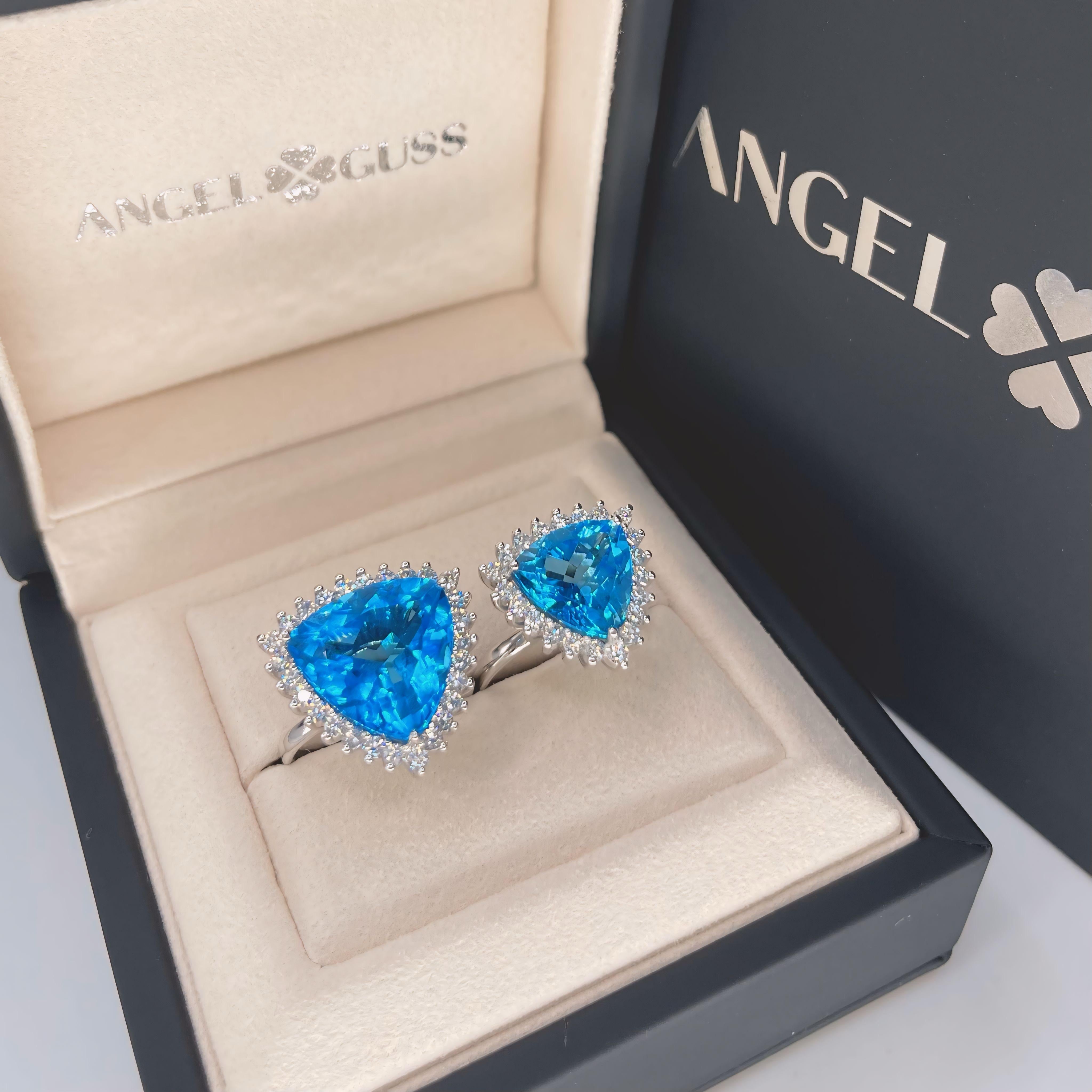 Swiss Topaz Ring & Diamond - 18K Solid Yellow Gold - Medium Size For Sale 5