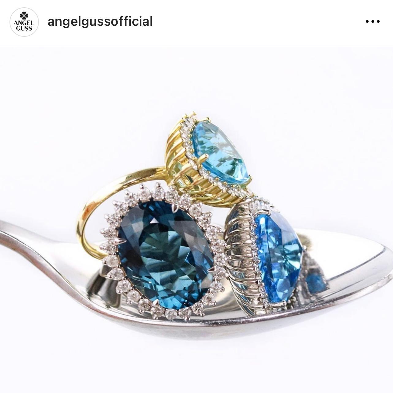 Swiss Topaz Ring & Diamond - 18K Solid Yellow Gold - Medium Size For Sale 1