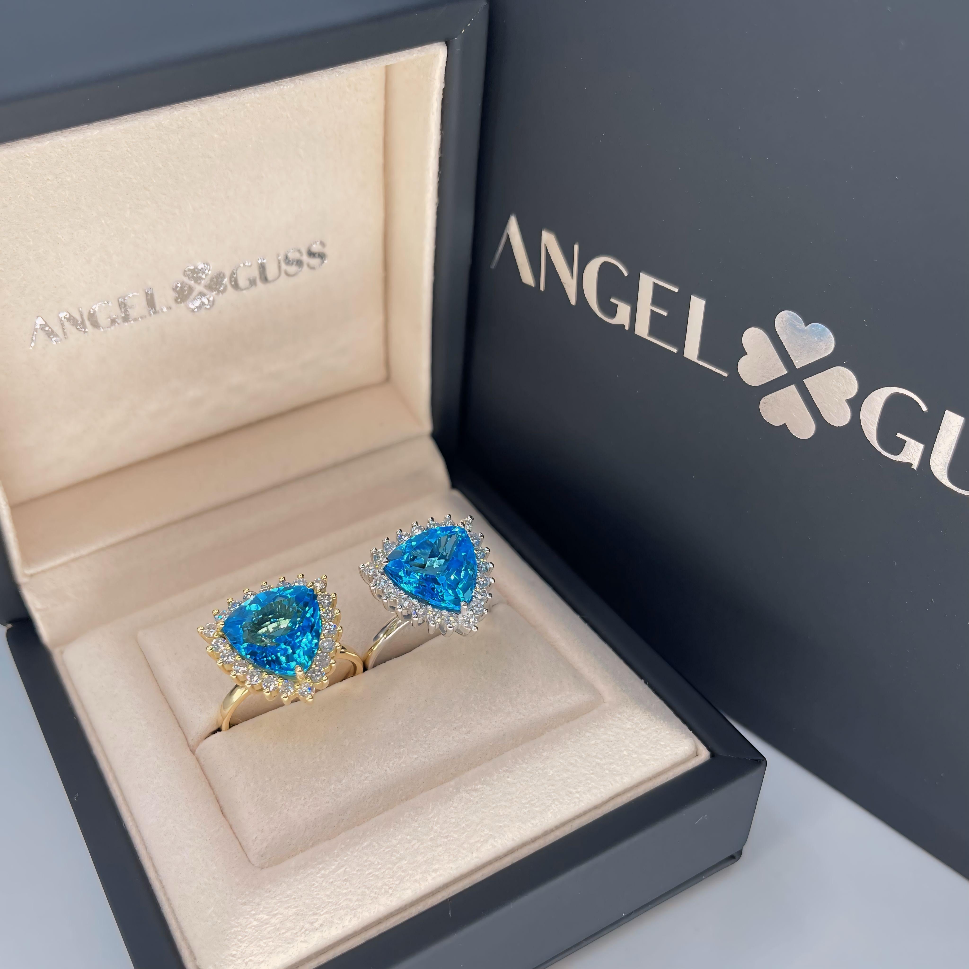 Swiss Topaz Ring & Diamond - 18K Solid Yellow Gold - Medium Size For Sale 3