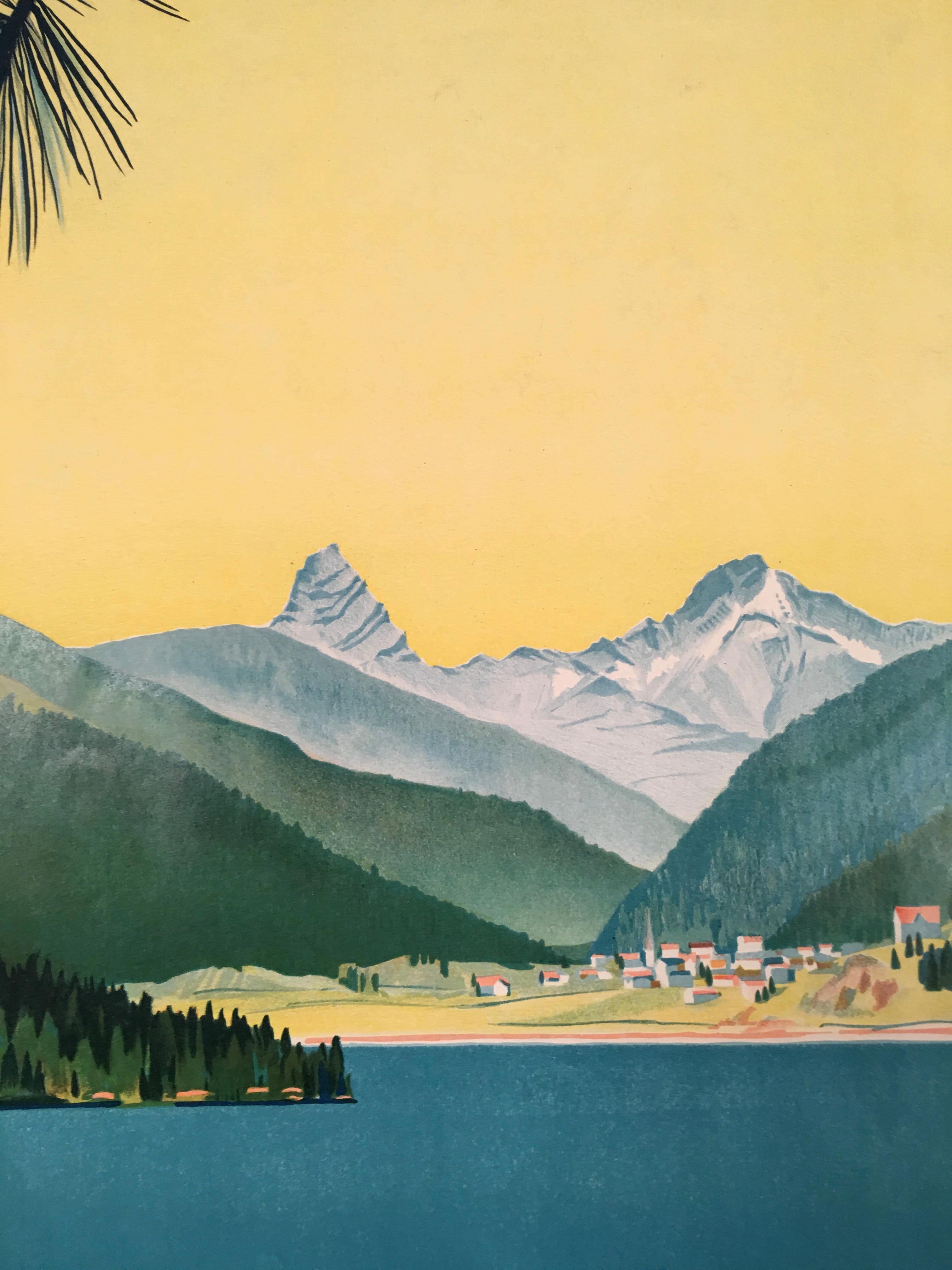 Swiss Travel Poster for Davos, circa 1949 In Excellent Condition In Essex, MA