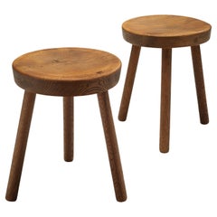 Swiss Tripod Stools in Solid Oak