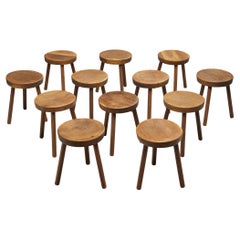 Swiss Tripod Stools in Solid Oak