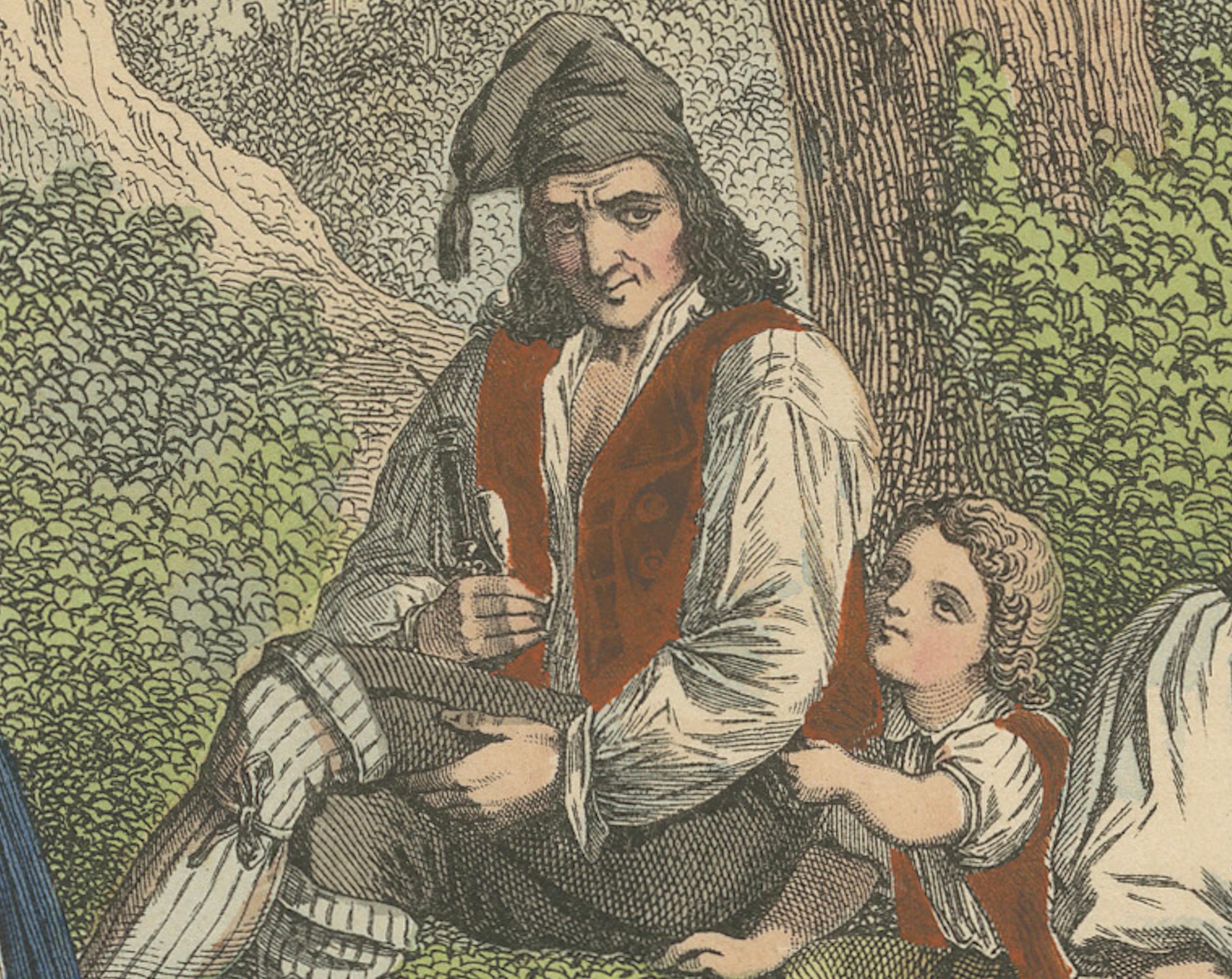 Schweizer Dorf gathering: A Moment of Alpine Life – Handkolorierte Lithographie, 1863 (Papier) im Angebot