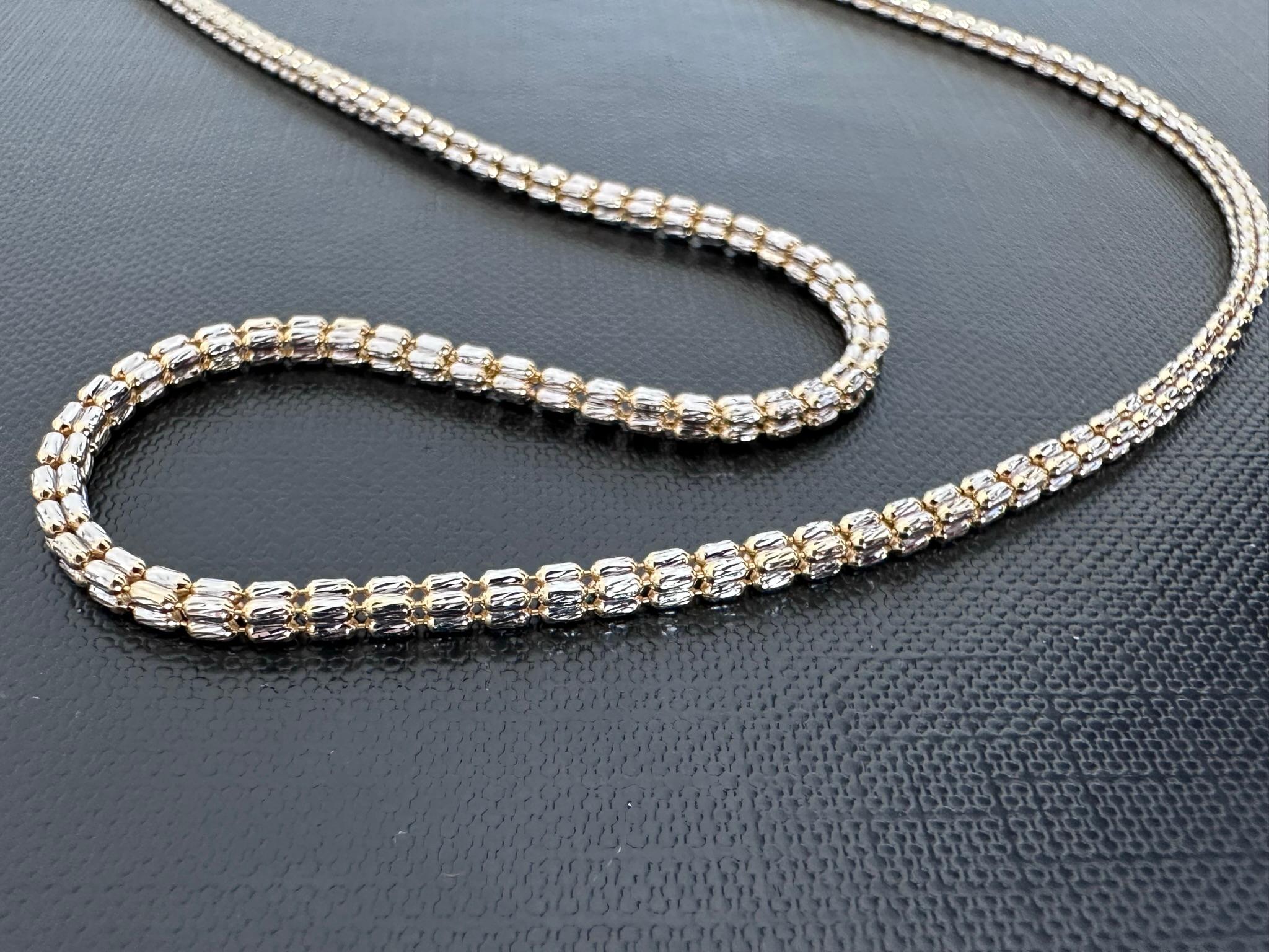 Swiss Vintage 18kt Yellow and White Gold Necklace For Sale 1