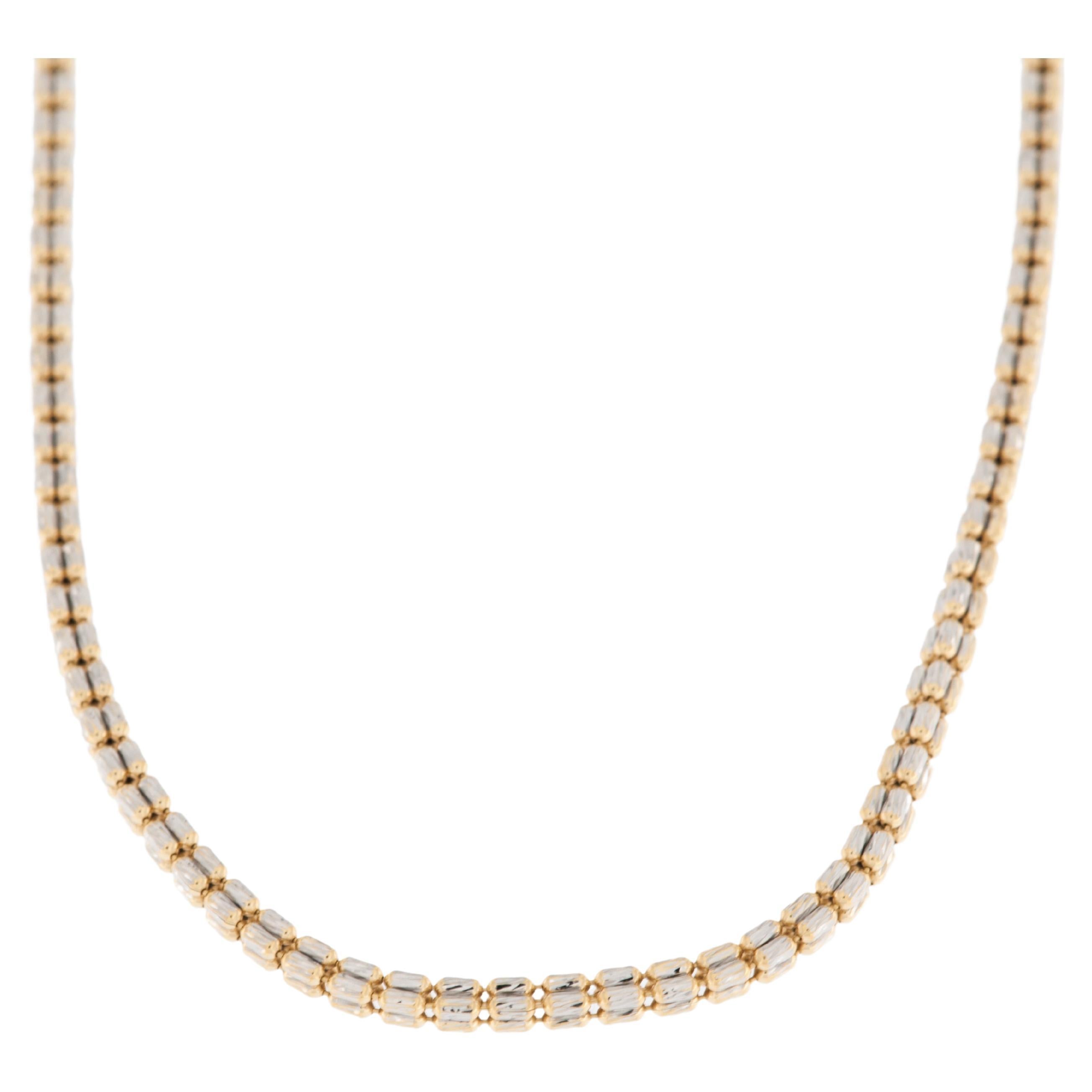 Swiss Vintage 18kt Yellow and White Gold Necklace For Sale