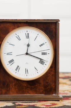 Schweizer Vintage Schildkrötenpanzer-Schreibtischuhr