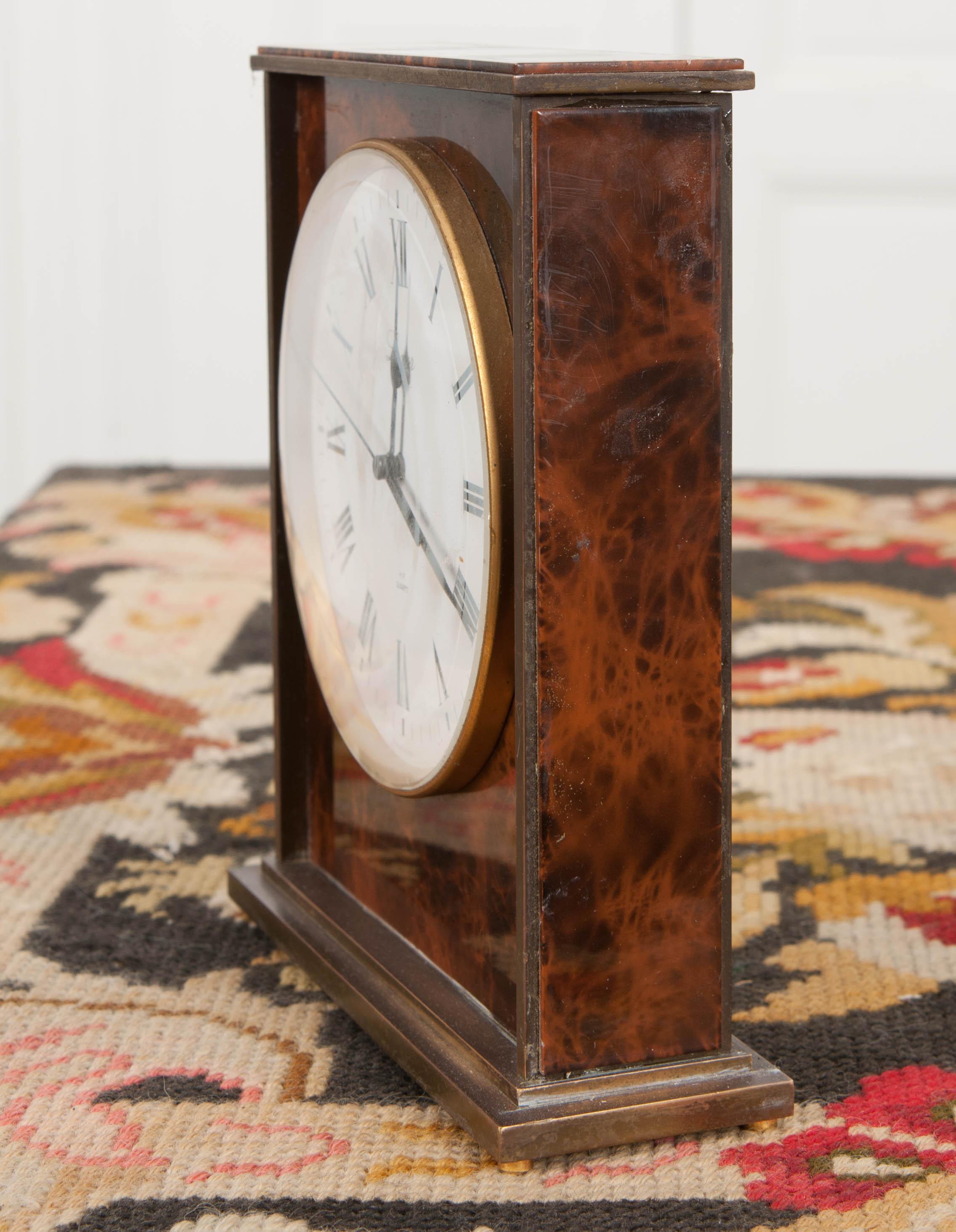 Swiss Vintage Faux Tortoiseshell Desk Clock 1