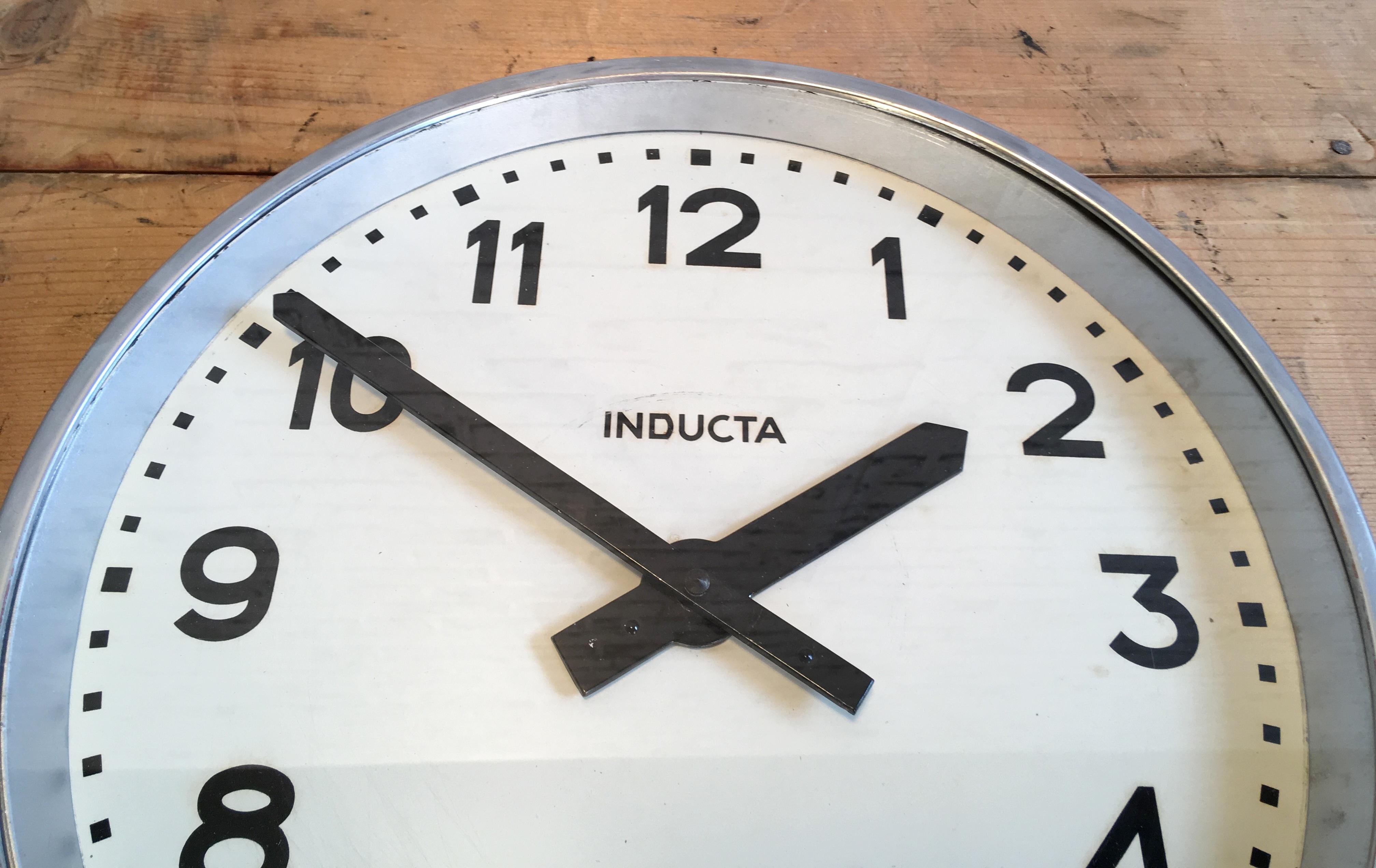 Swiss Vintage Industrial Wall Clock Inducta In Good Condition In Kojetice, CZ