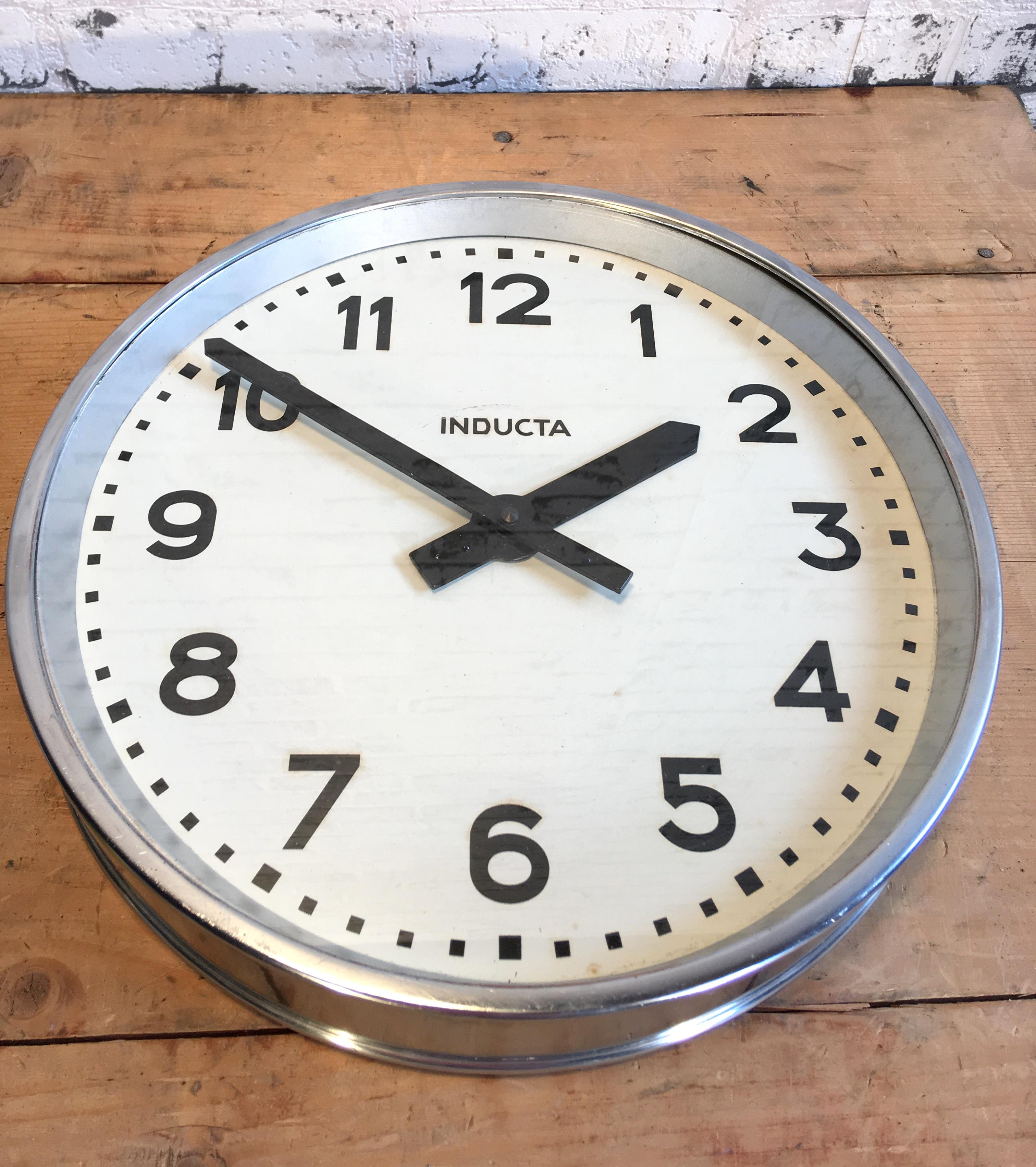 Late 20th Century Swiss Vintage Industrial Wall Clock Inducta