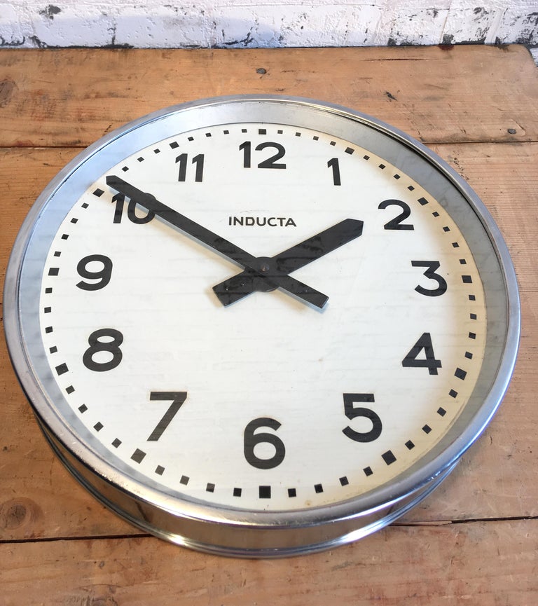 Swiss Vintage Industrial Wall Clock Inducta at 1stDibs