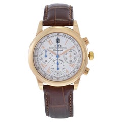 Swiss Watch International Chronograph 18K Yellow Gold 51 Jewels