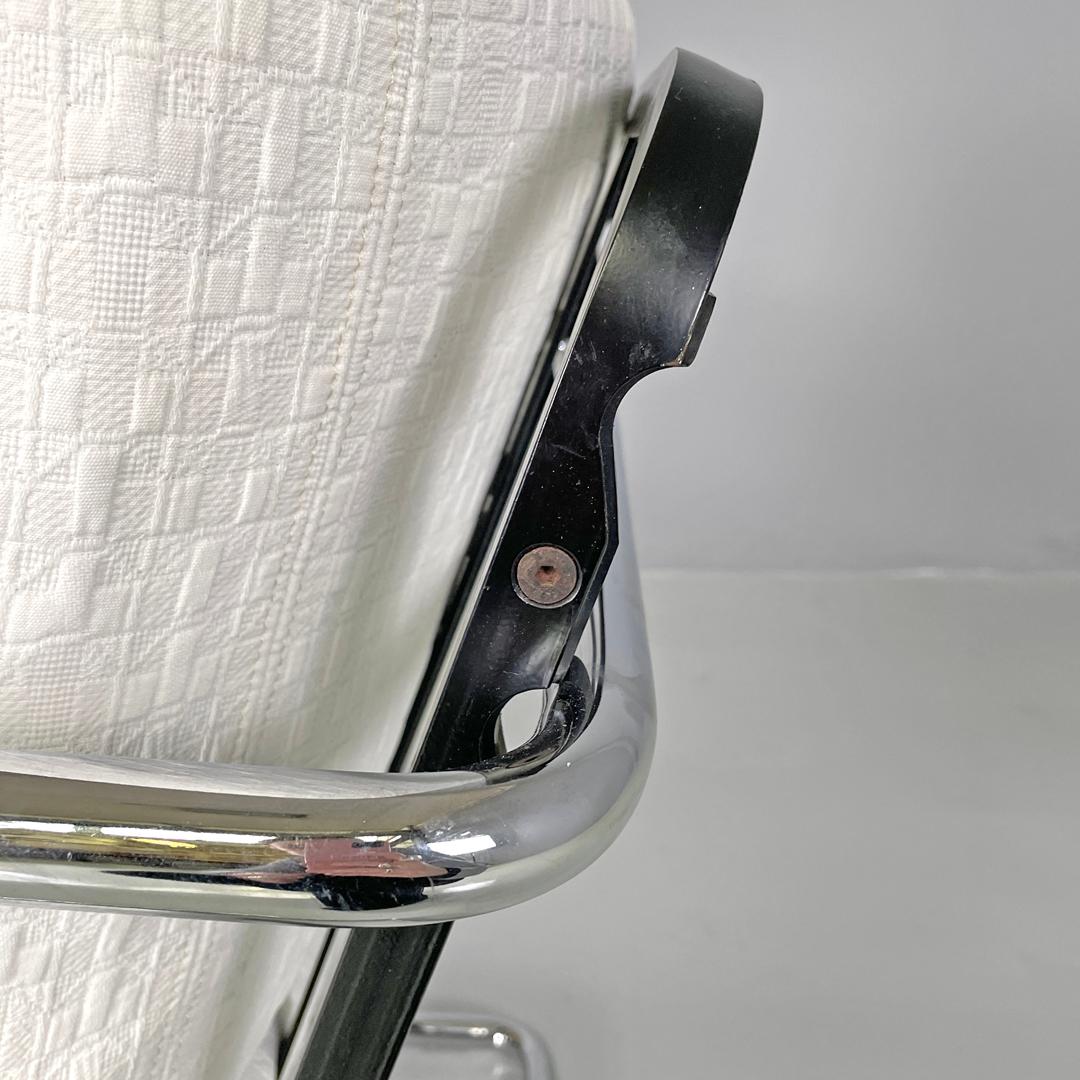 Swiss white fabric and metal armchair 1435 by Werner Max Moser for Embru, 2000s For Sale 5
