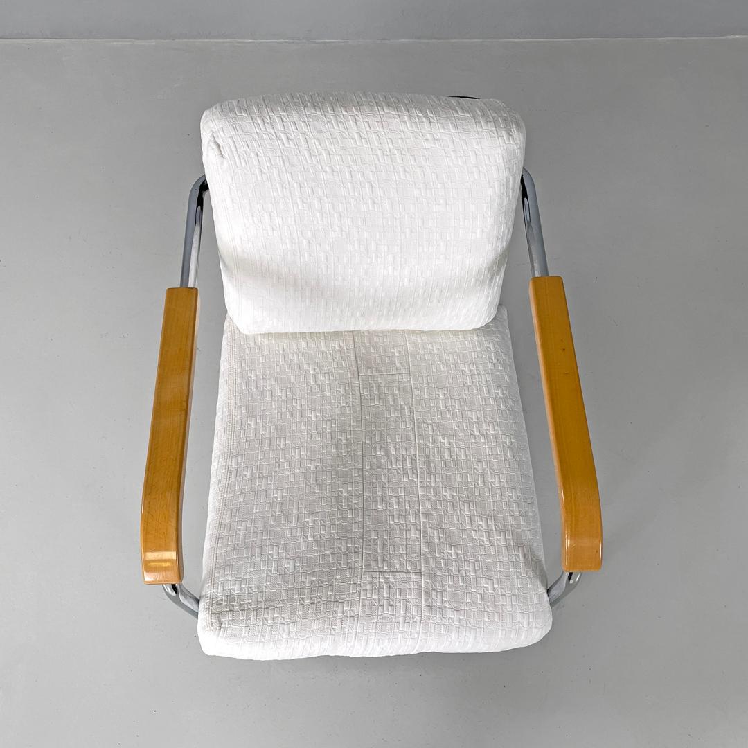 Swiss white fabric and metal armchair 1435 by Werner Max Moser for Embru, 2000s For Sale 7