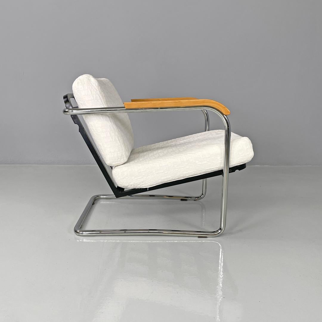 Swiss white fabric and metal armchair 1435 by Werner Max Moser for Embru, 2000s In Good Condition For Sale In MIlano, IT