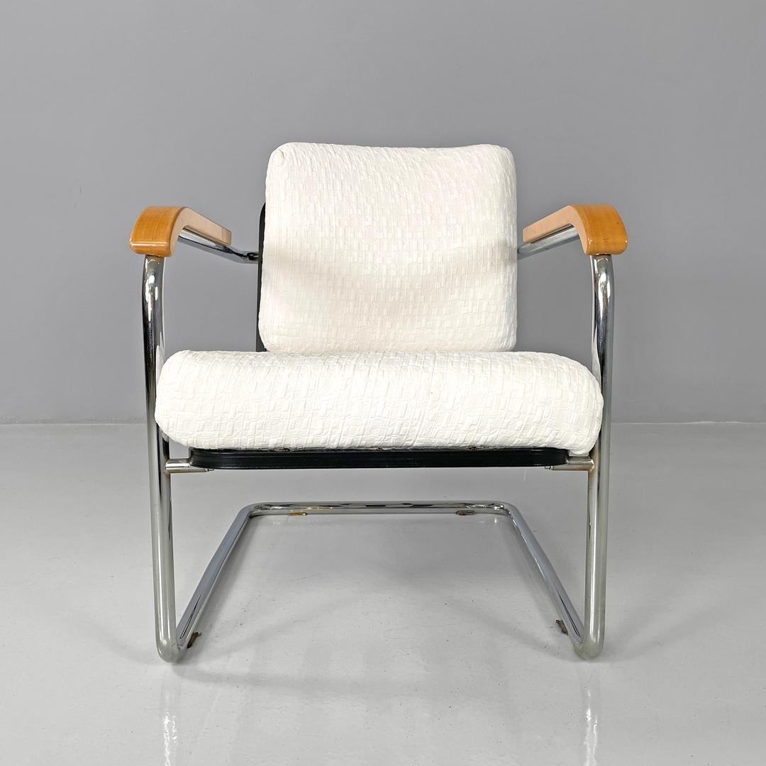 Contemporary Swiss white fabric and metal armchair 1435 by Werner Max Moser for Embru, 2000s For Sale