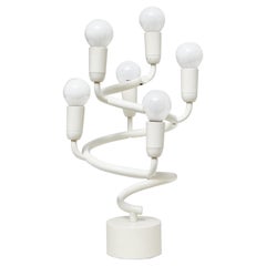 Swiss White Lacquered Metal Spiral Table Lamp Attributed to E.R Nele
