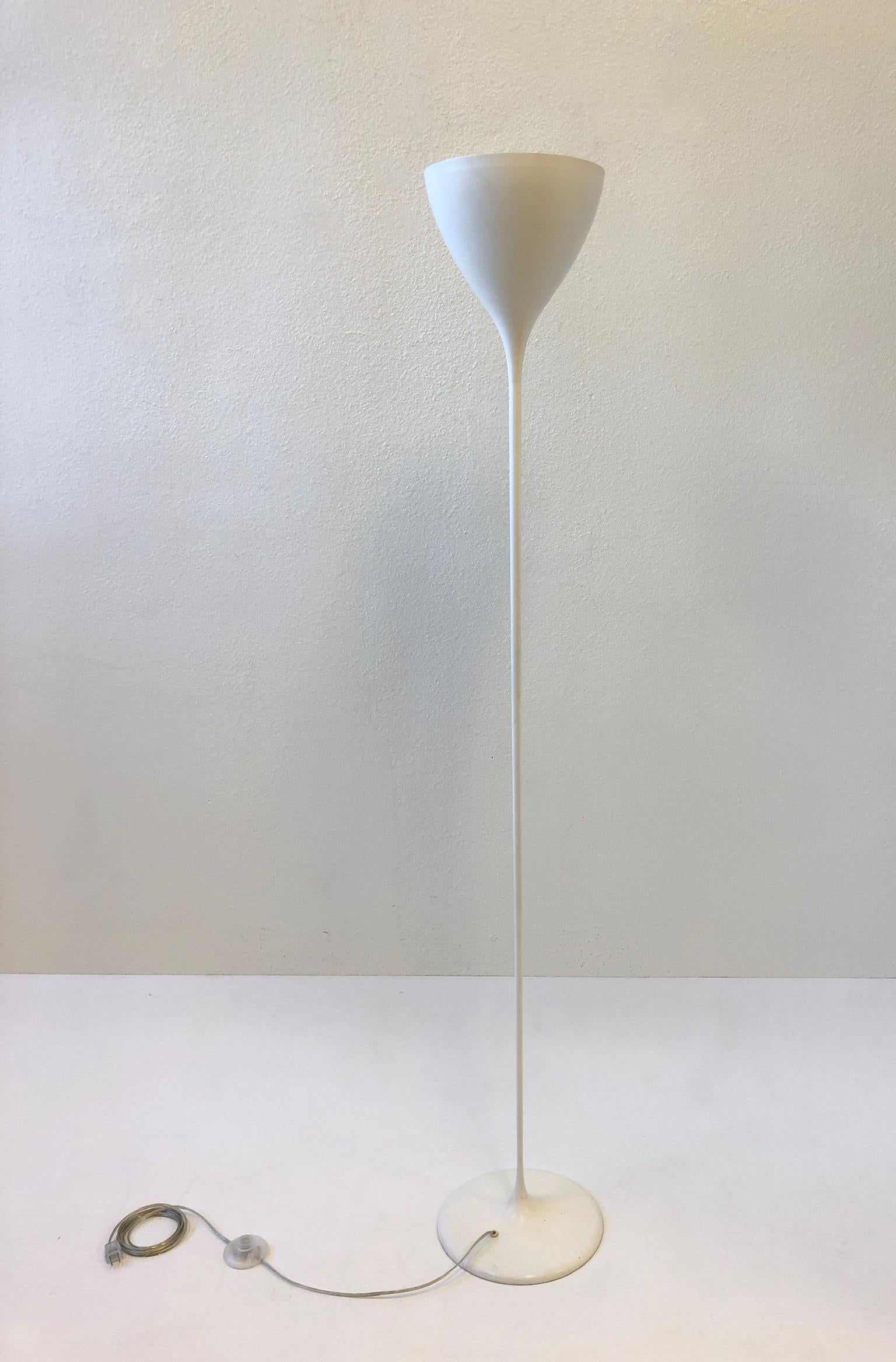 Mid-Century Modern Swiss White Torchiere Floor Lamp by Max Bill