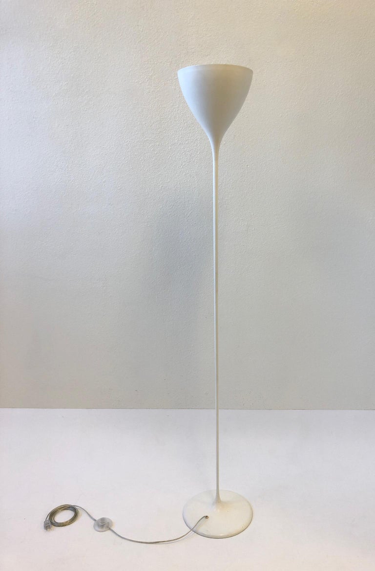 Swiss White Torchiere Floor Lamp by Max Bill at 1stDibs