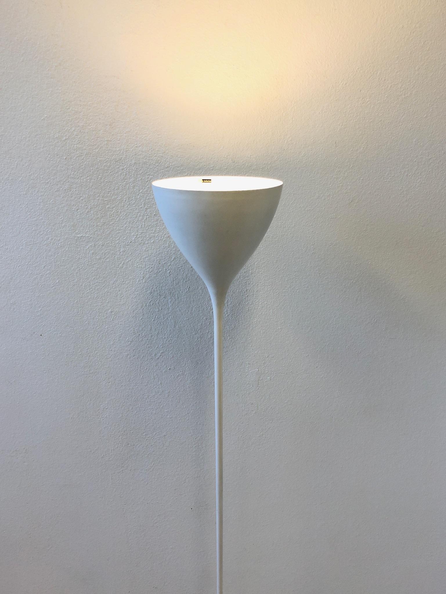 Swiss White Torchiere Floor Lamp by Max Bill In Good Condition In Palm Springs, CA