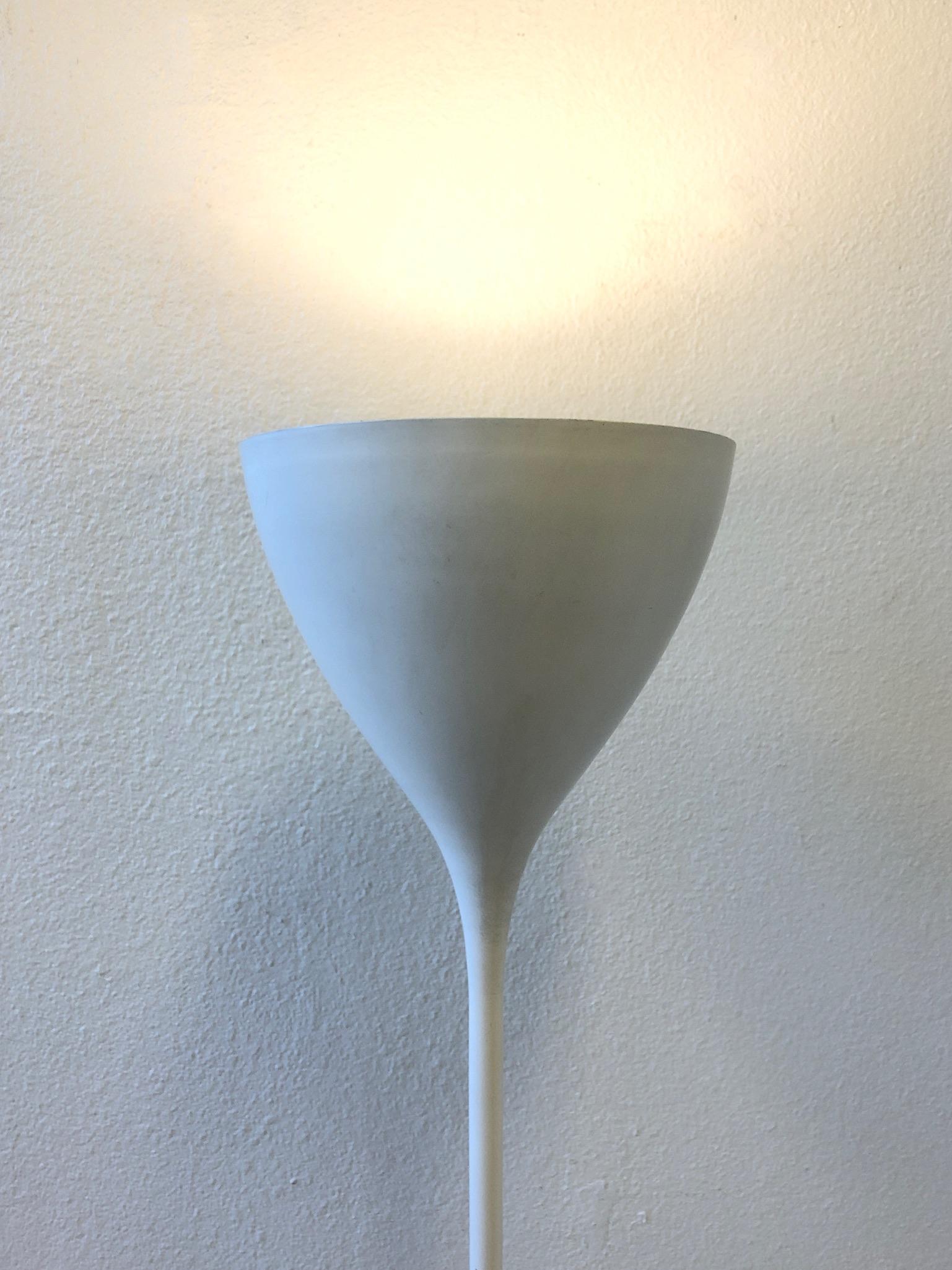 Mid-20th Century Swiss White Torchiere Floor Lamp by Max Bill