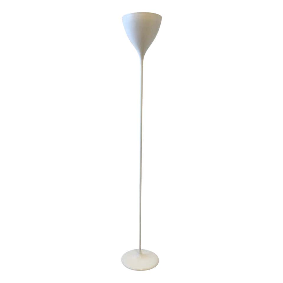 Swiss White Torchiere Floor Lamp by Max Bill at 1stDibs