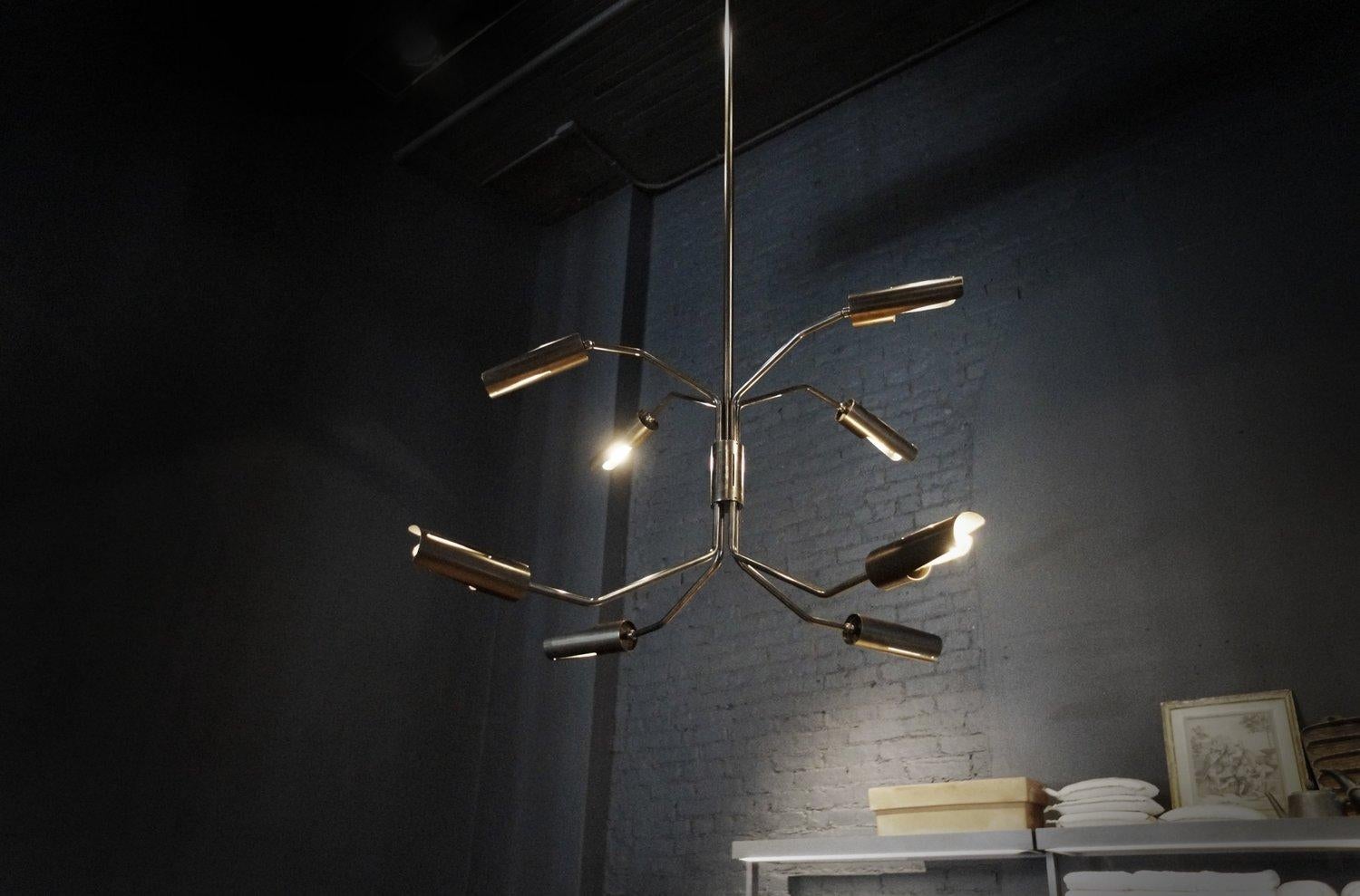 Modern Switch 8-Arm Chandelier - dark patinated brass For Sale