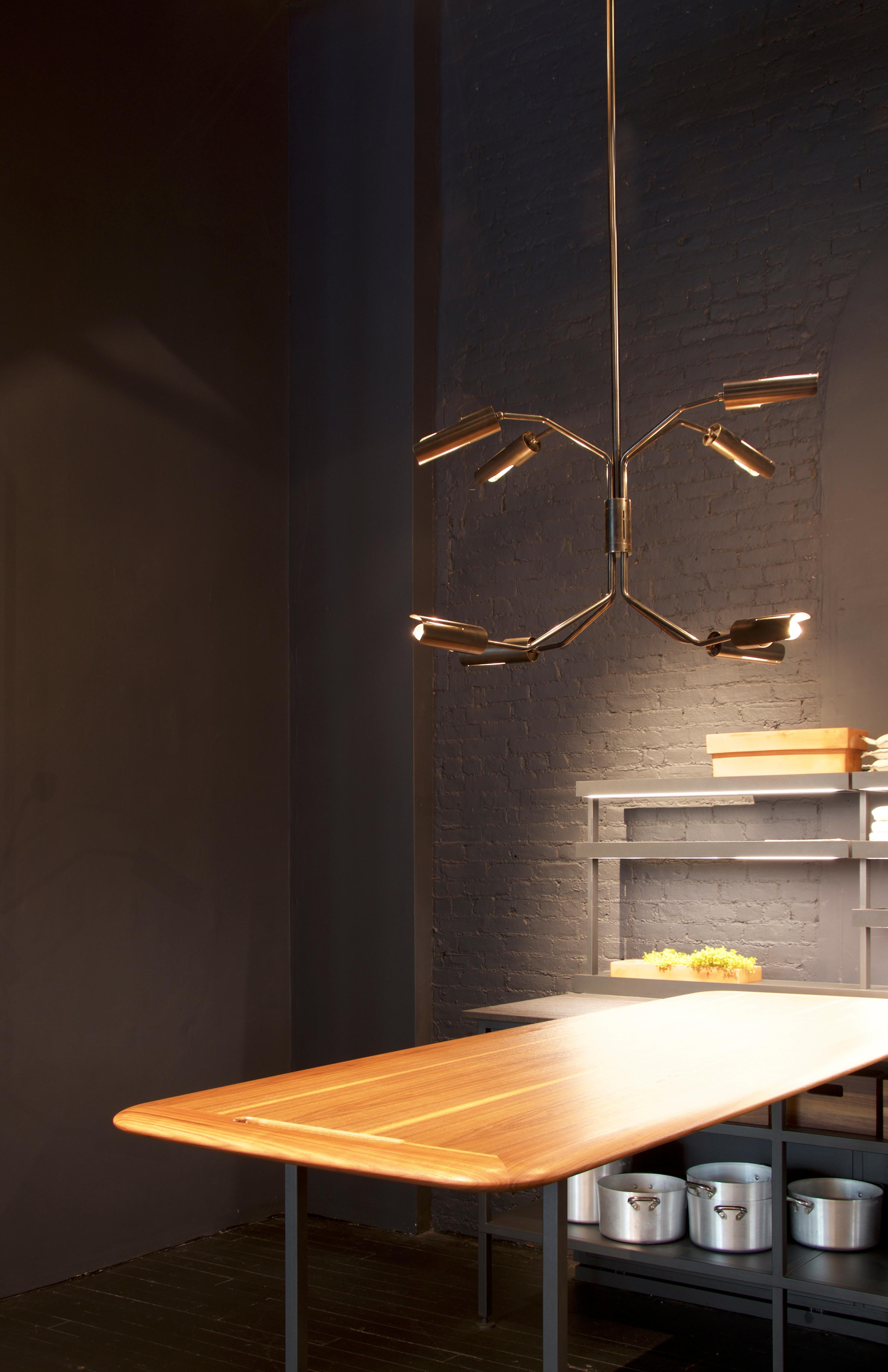 Contemporary Switch 8-Arm Chandelier - dark patinated brass For Sale