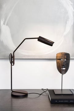 Switch Desk Lamp - patinated brass w/ blackened steel base