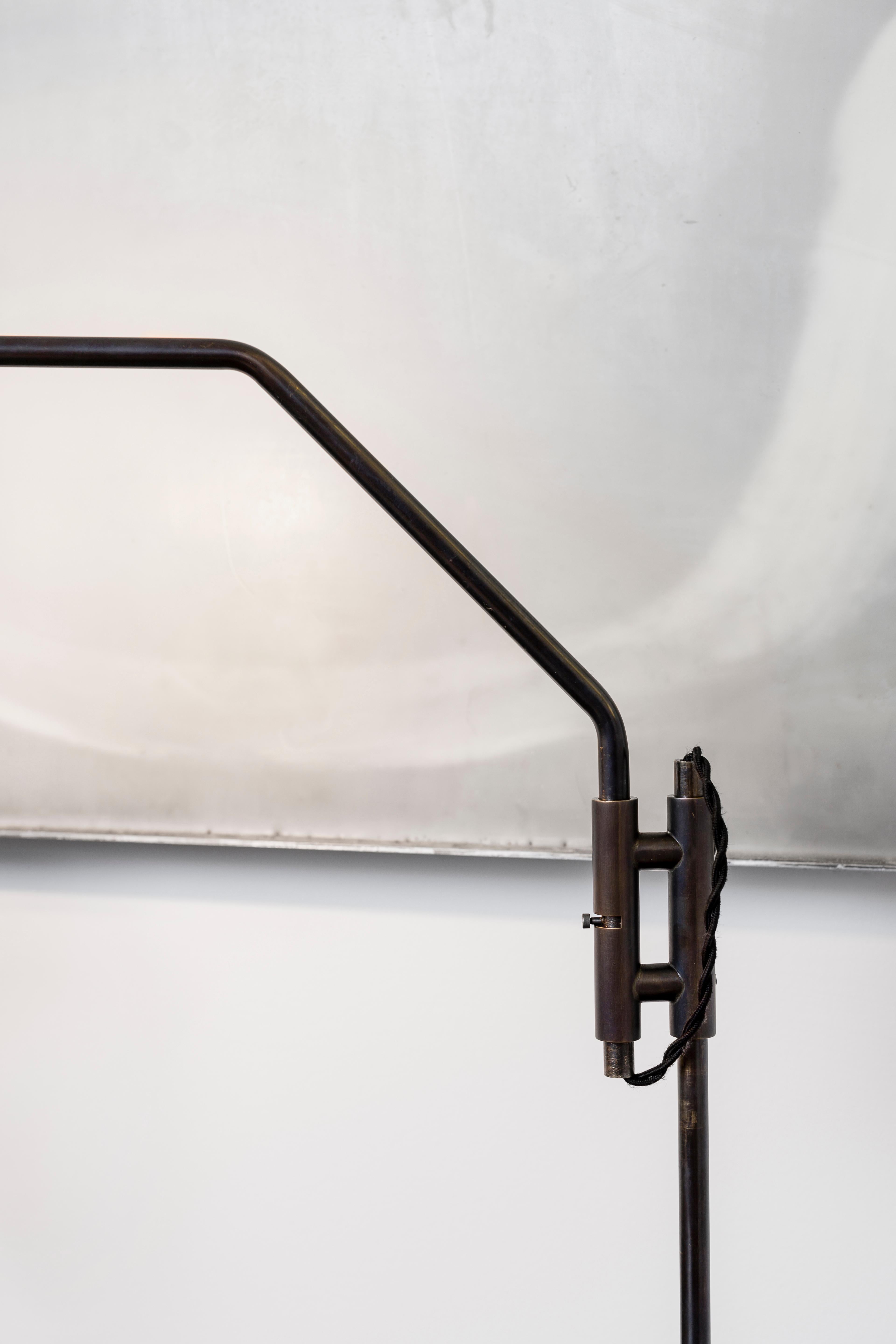 Blackened Switch Desk Lamp - patinated brass w/ blackened steel base For Sale