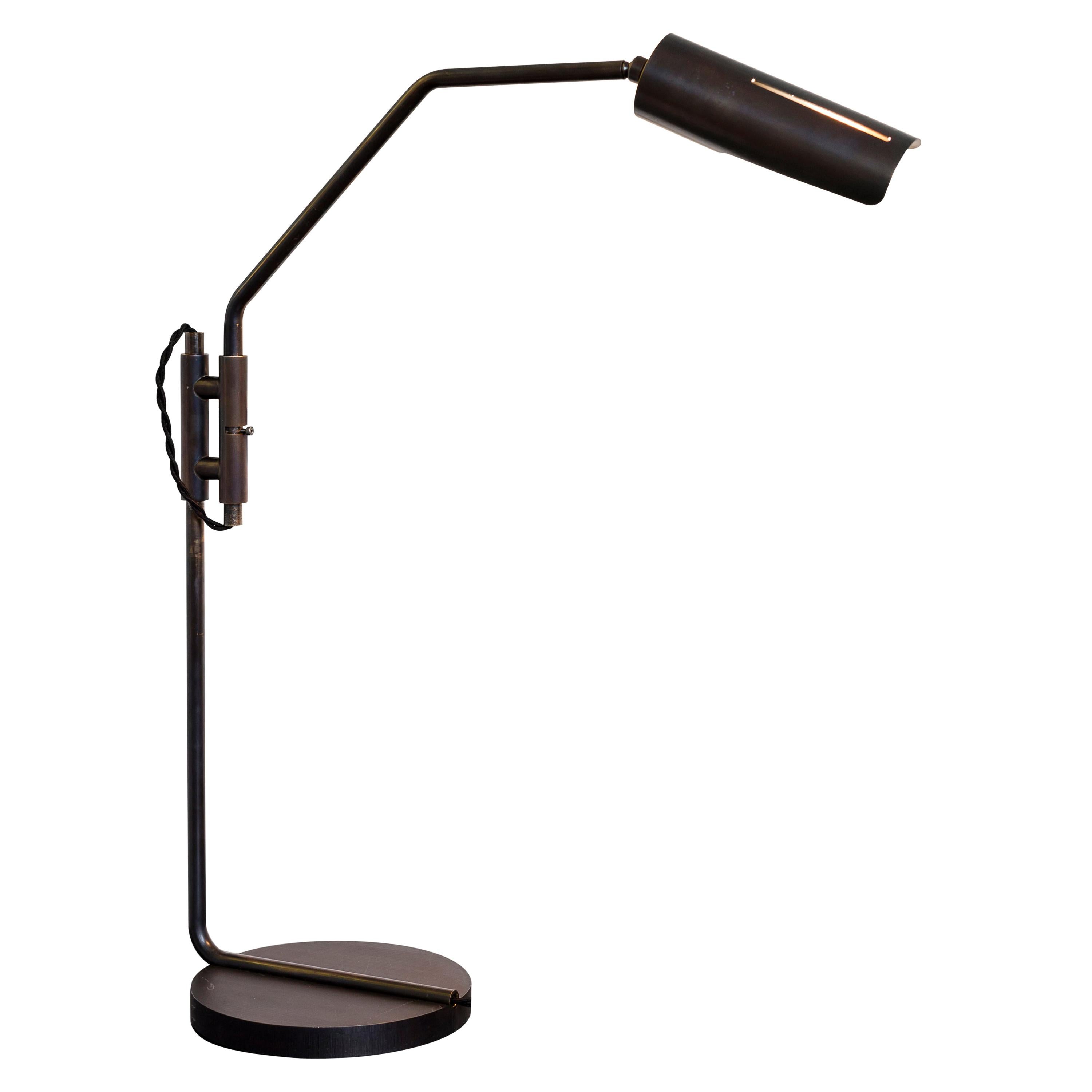 Switch Desk Lamp - patinated brass w/ blackened steel base For Sale