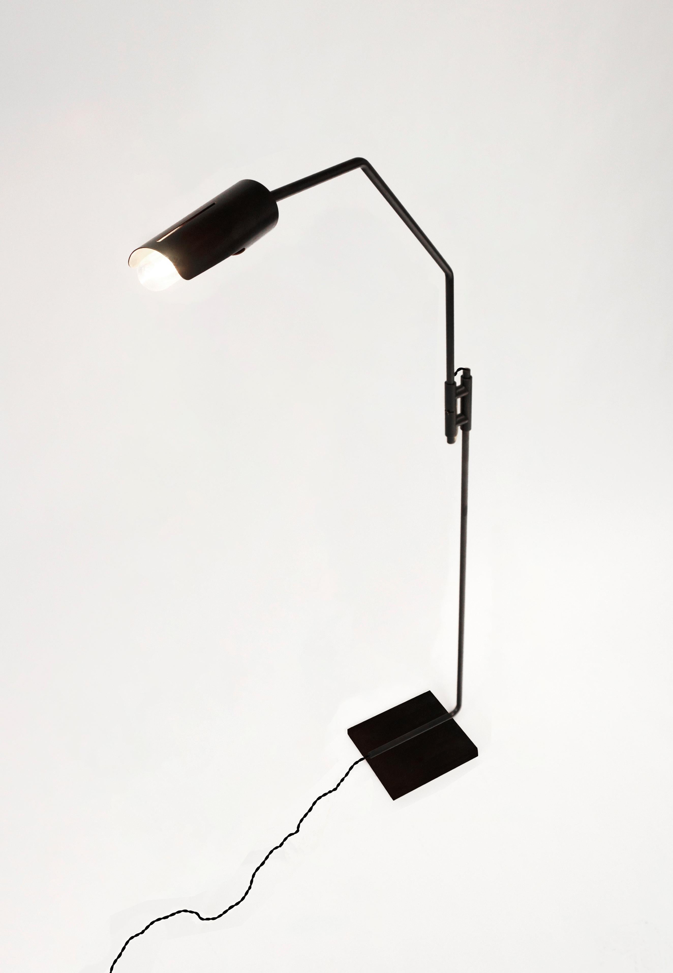 Modern Switch Floor Lamp - Patinated Brass and Blackened Steel For Sale