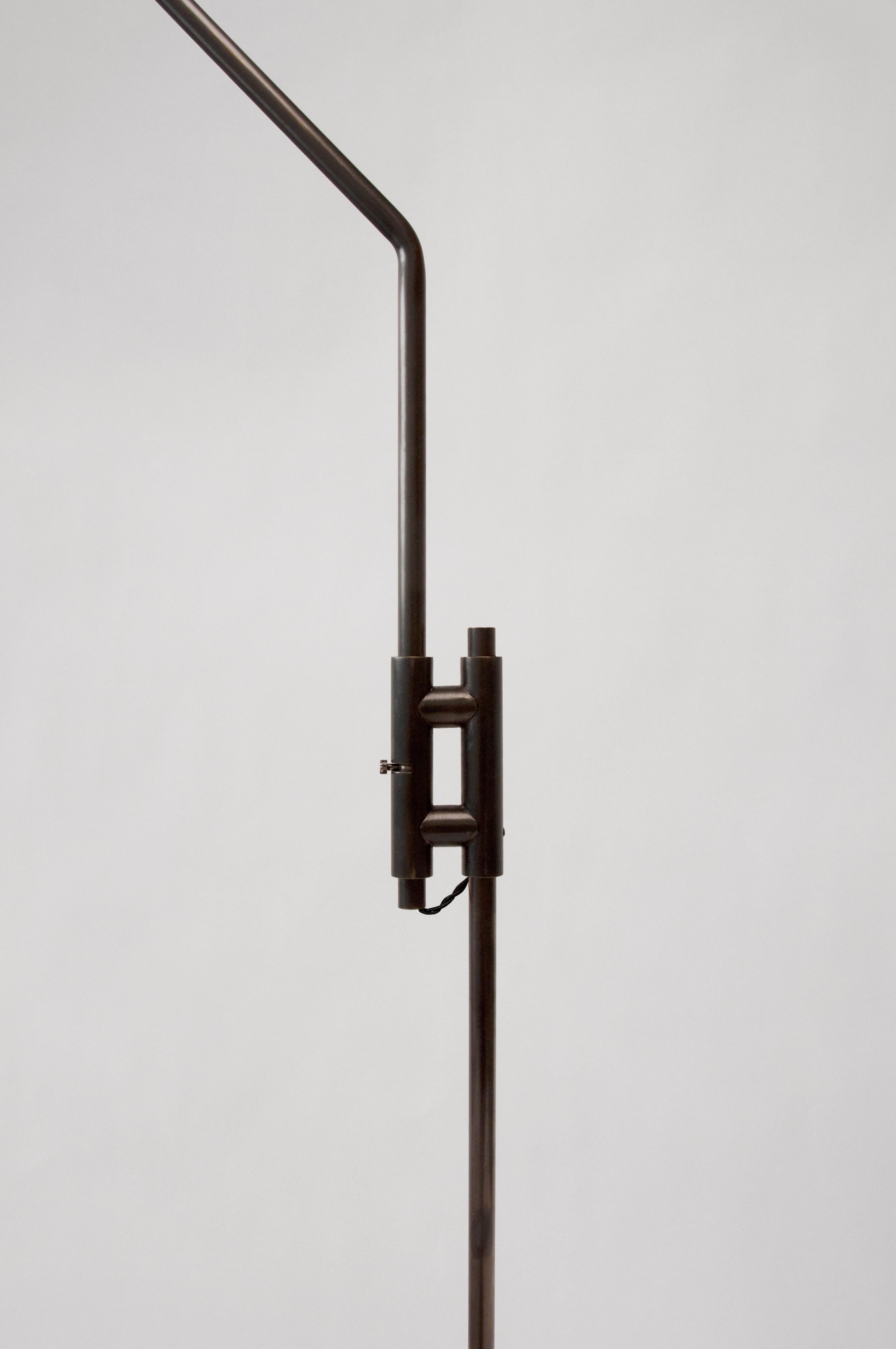 Switch Floor Lamp - Patinated Brass and Blackened Steel In Excellent Condition For Sale In NEW YORK, NY