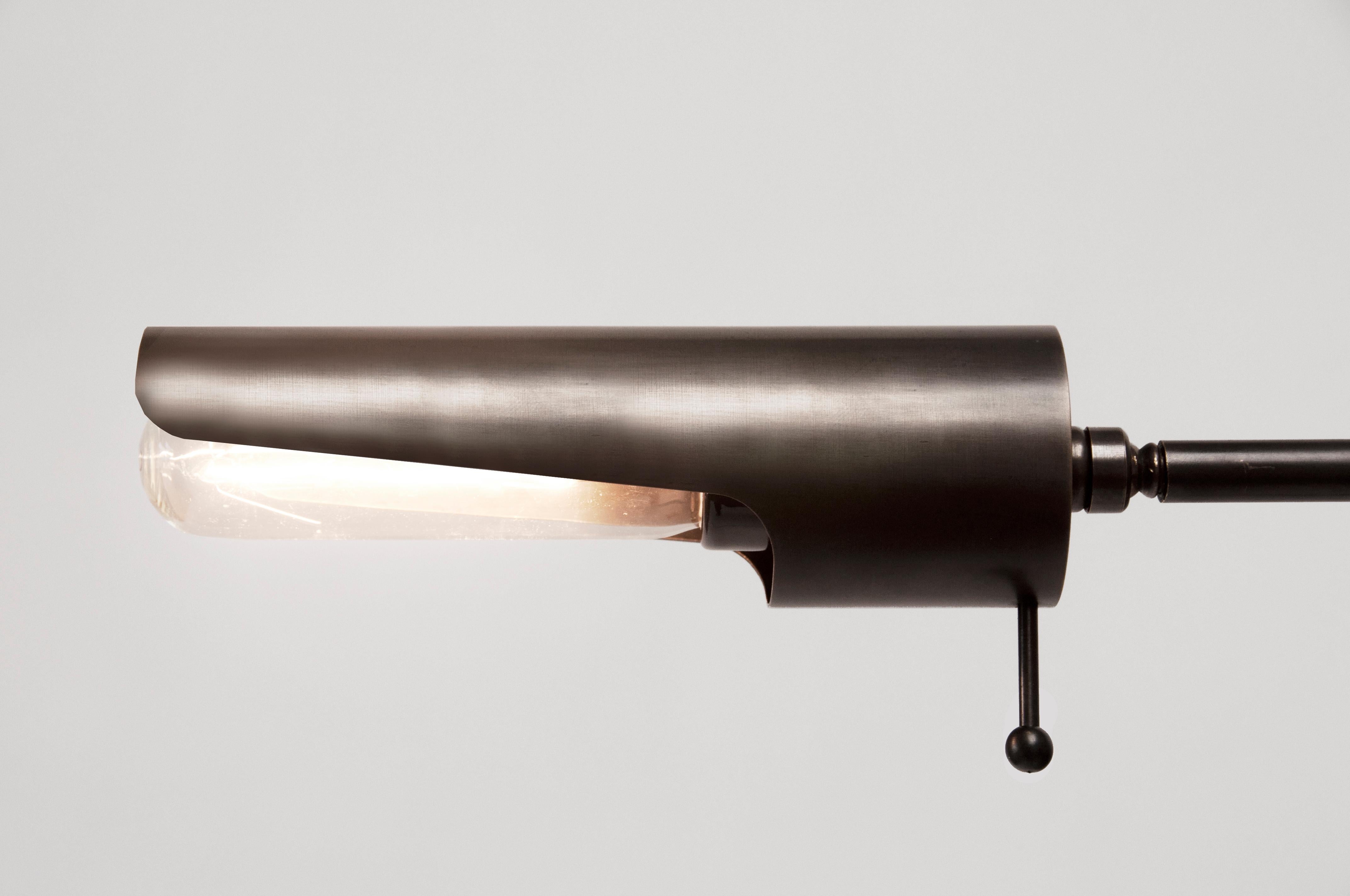 Contemporary Switch Floor Lamp - Patinated Brass and Blackened Steel For Sale