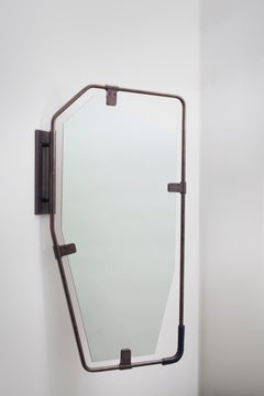 SWITCH Mirror - pivoting brass frame with leather grip