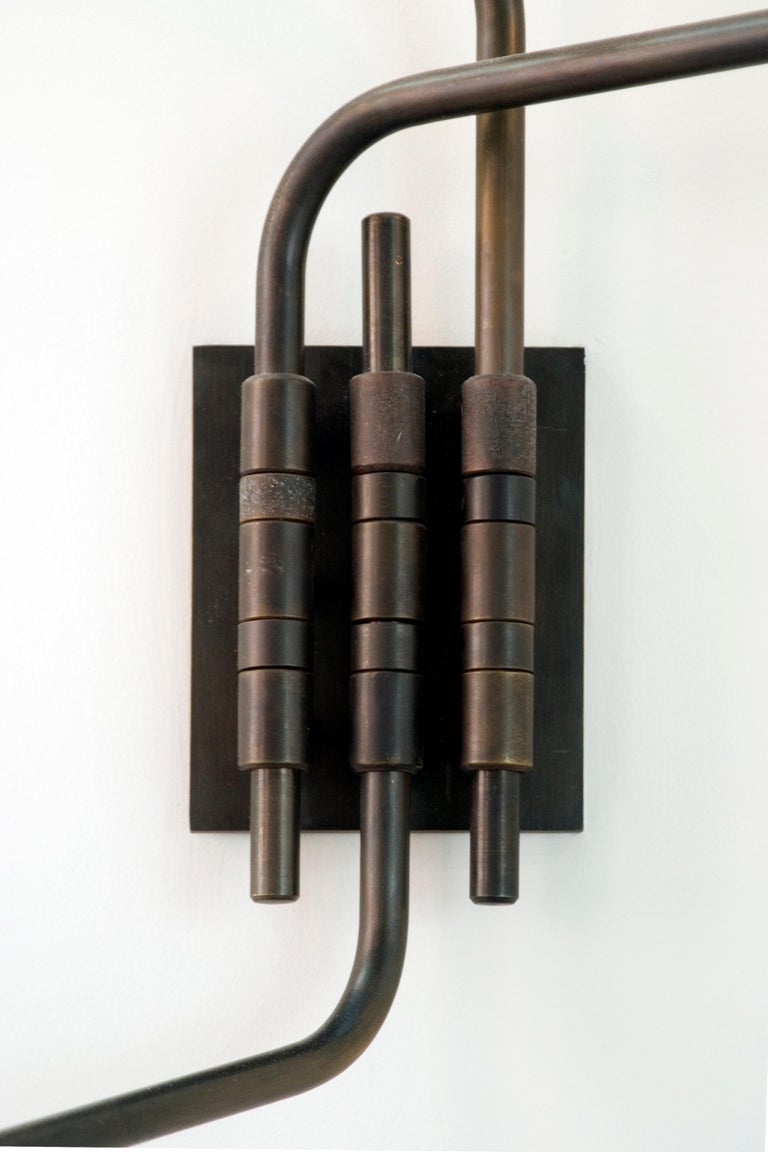 Switch ThreeArm Wall Sconce, Patinated Brass For Sale at 1stDibs