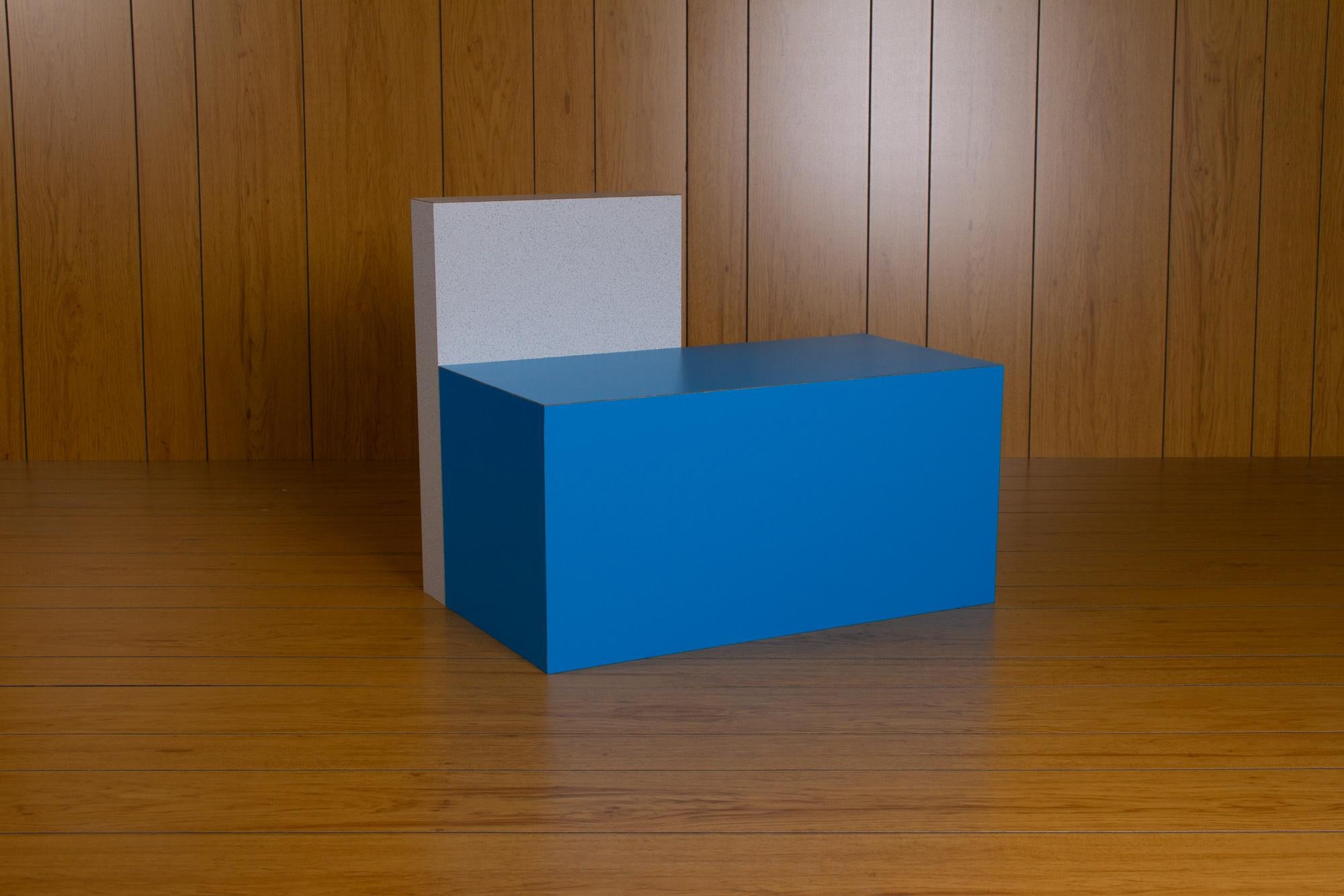 Switchblade chair / side table
Colors: Electric Blue & Confetti
Dimensions (in): 24 W x 15.25 D x 12-19.5 H
Materials: Fir plywood, laminate
Lead time: 2-4 weeks.