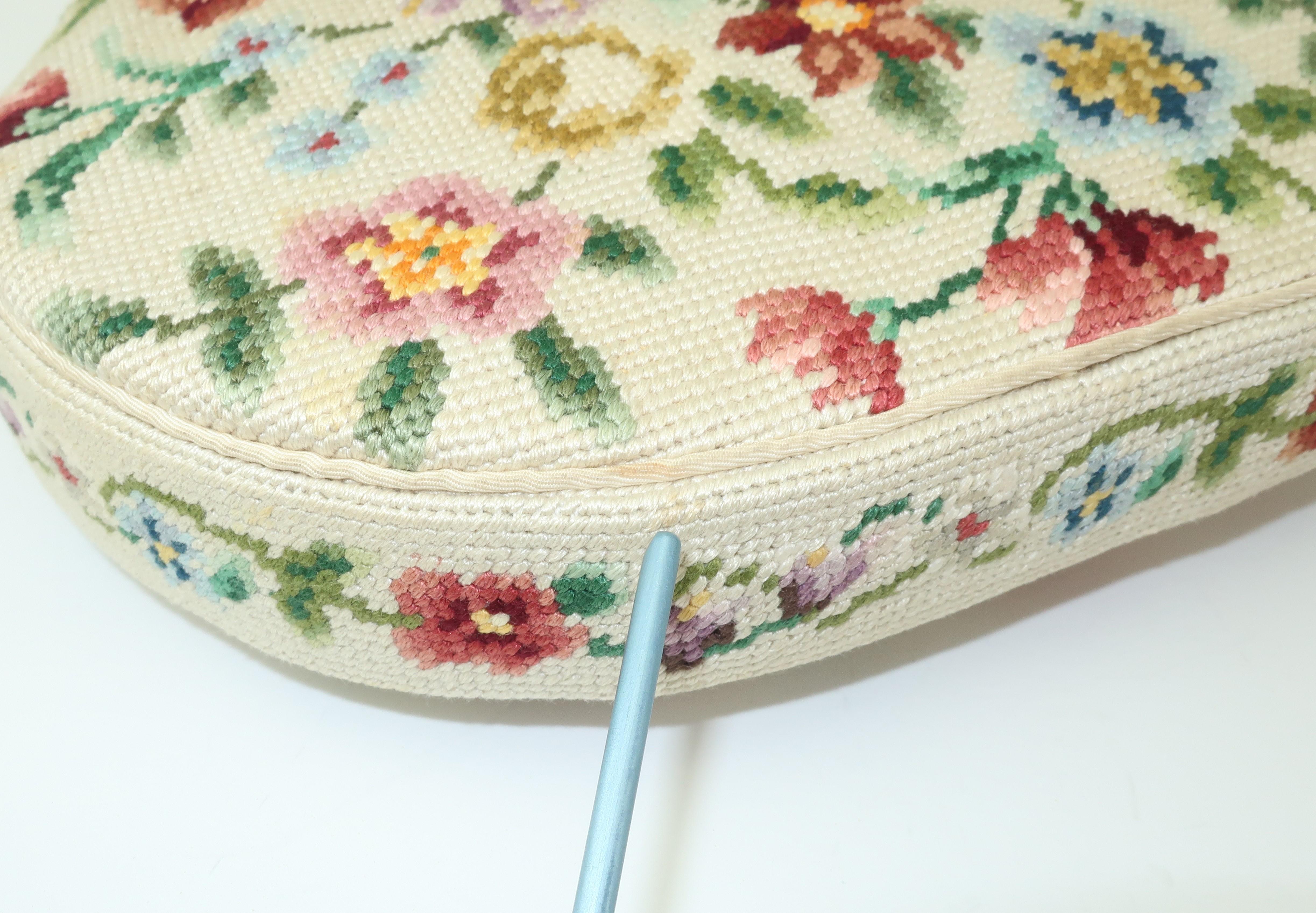 Switkes Floral Needlepoint Handbag With Decorated Frame, C.1950 6