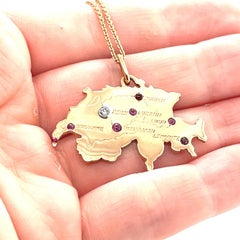 Switzerland Map Diamond Ruby Charm