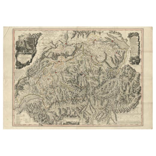 Switzerland Map 1778 – Striking Hand-Colored Copperplate of the Thirteen Cantons