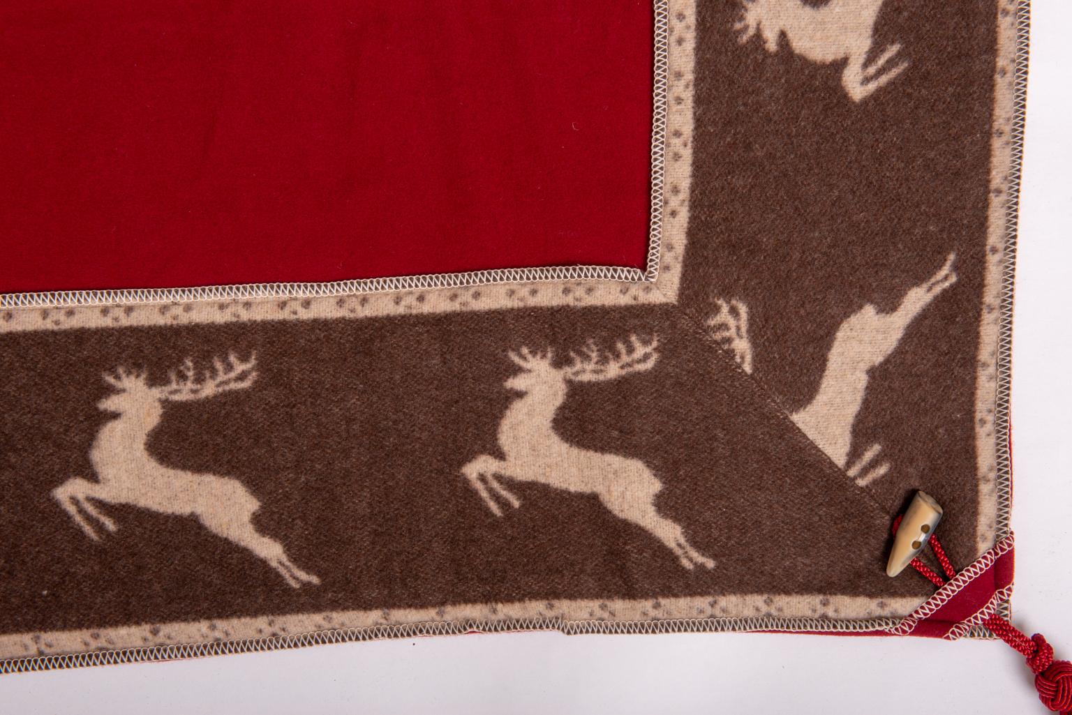 Swiss Switzerland Red Plaid with Deer For Sale