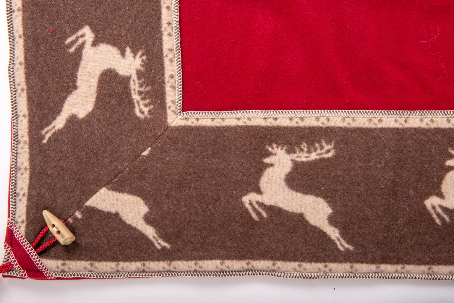 Wool Switzerland Red Plaid with Deer For Sale