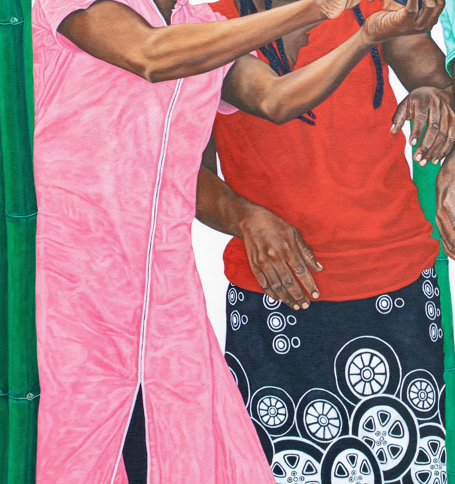 Sounds of Friendship - Gray Portrait Painting by Switzin Twikirize 