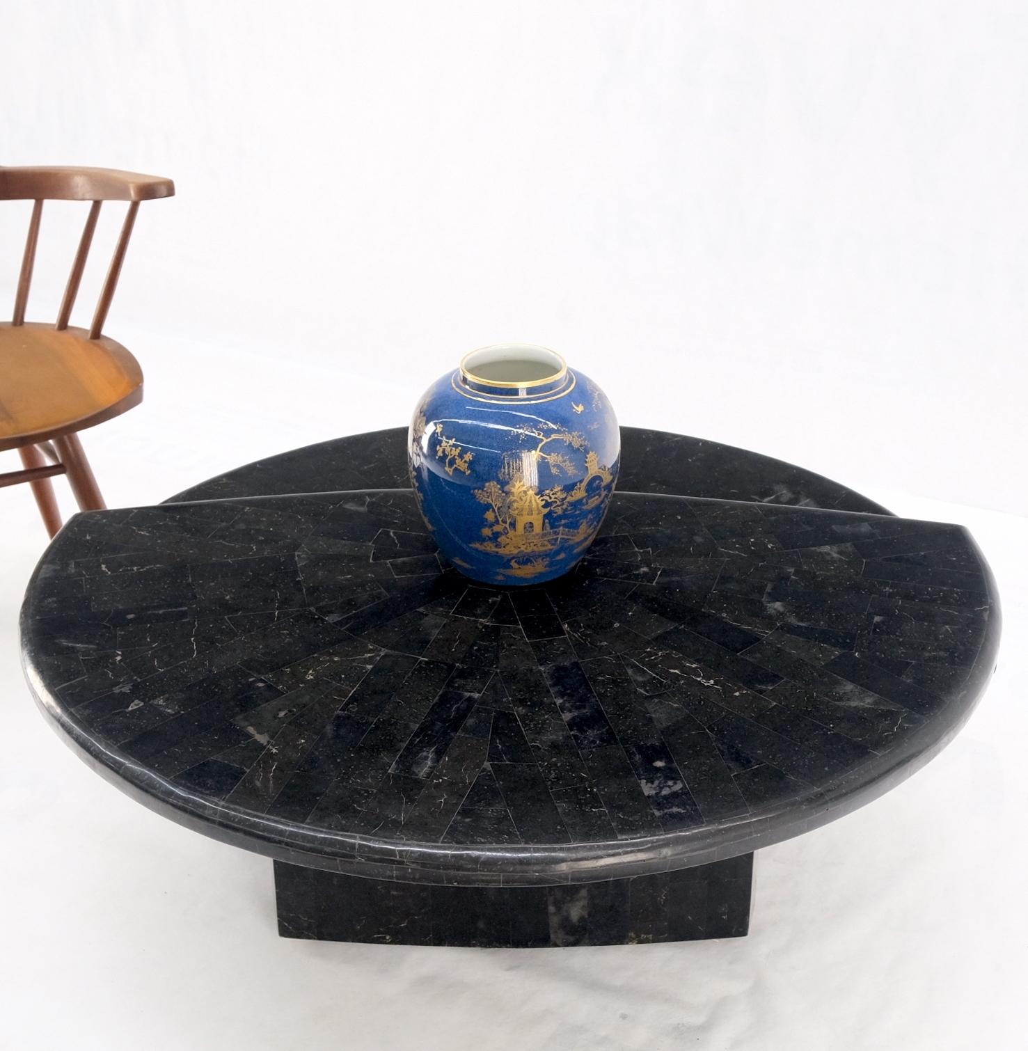 Swivel Adjustable Round Top Black Tessellated Marble Coffee Table MINT! For Sale 8