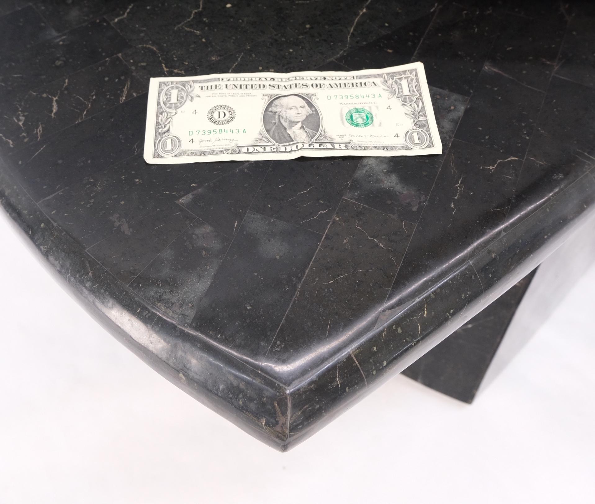 20th Century Swivel Adjustable Round Top Black Tessellated Marble Coffee Table MINT! For Sale