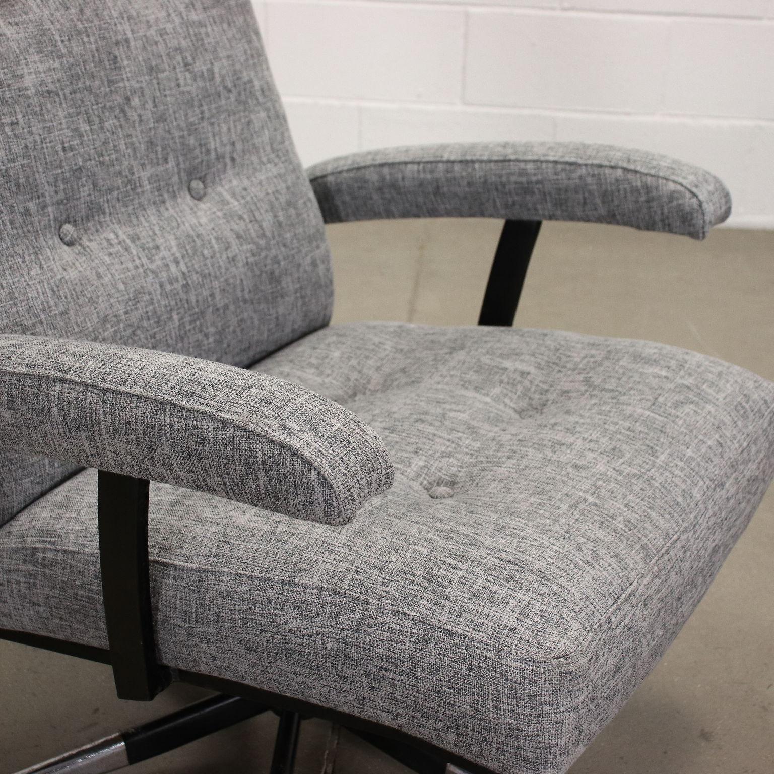 Mid-20th Century Swivel Armchair Foam Metal Fabric Italy 1960s For Sale